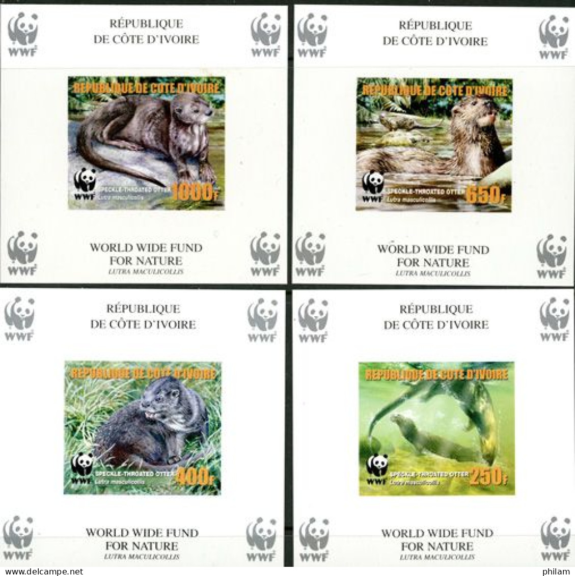 COTE D'IVOIRE 2005 - W.W.F.-Lutra Masculicollis-1er Tirage-4 BF ND - Unused Stamps