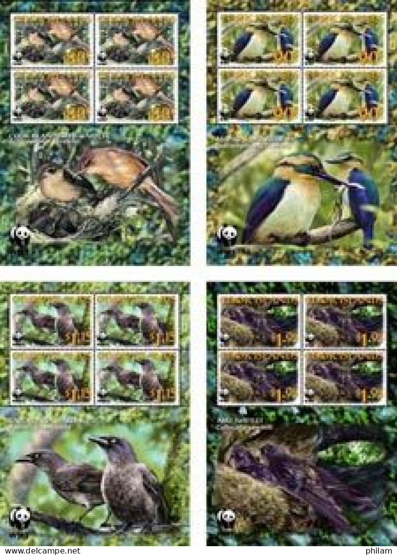 COOK 2005 - W.W.F. - Faune Locale - Oiseaux Terrestres - 4 Feuillets- Suwarrow - Unused Stamps