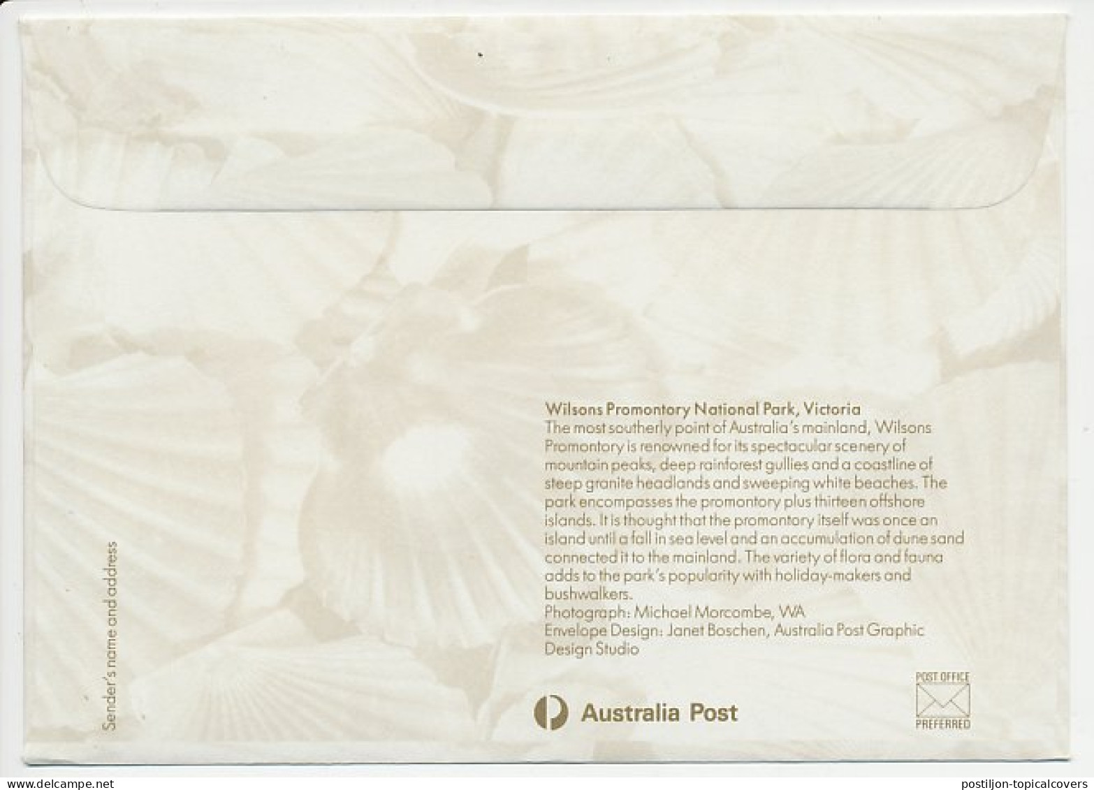 Postal Stationery Australia Shell - Coastline - Wilsons Promontory - Other & Unclassified