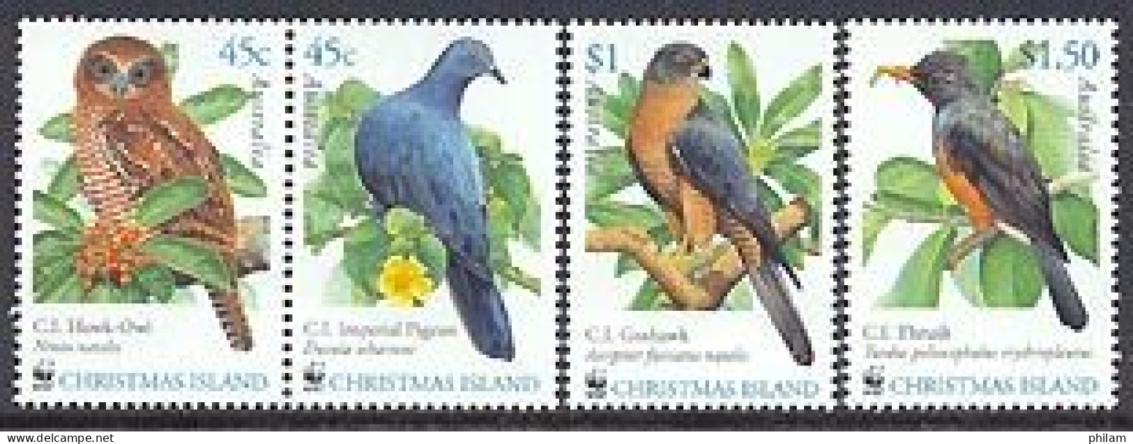 CHRISTMAS 2002 -  W.W.F.  - Oiseaux De Lîle - (pigeon-hibou) - 4 V. - Pappagalli & Tropicali
