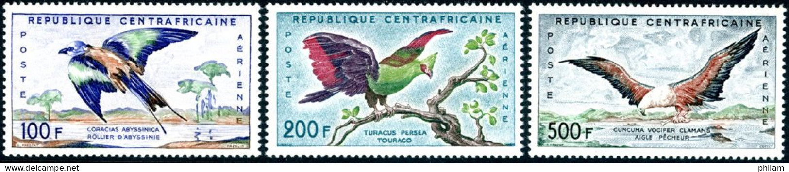 CENTRAFRIQUE 1960 - P.A. Oiseaux Divers Et Rapace - 3 V. - Adler & Greifvögel