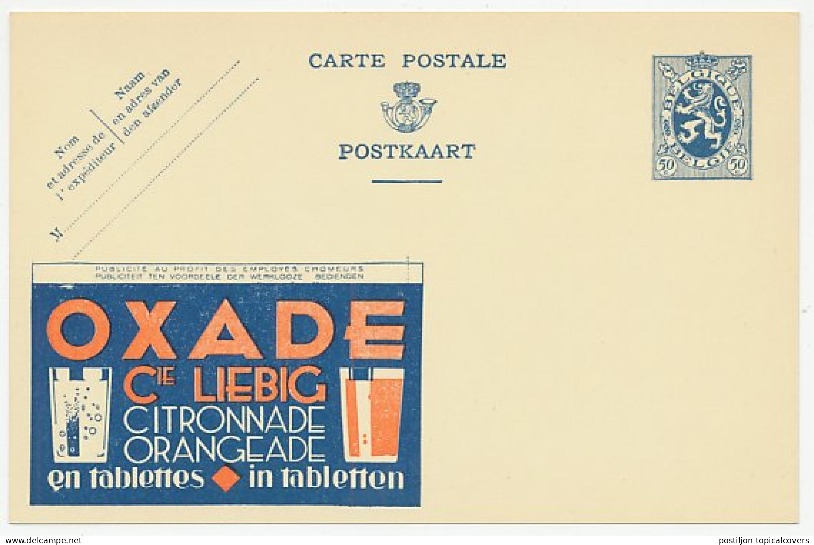 Publibel - Postal Stationery Belgium 1933 Lemonade - Citron - Oxade - Andere & Zonder Classificatie