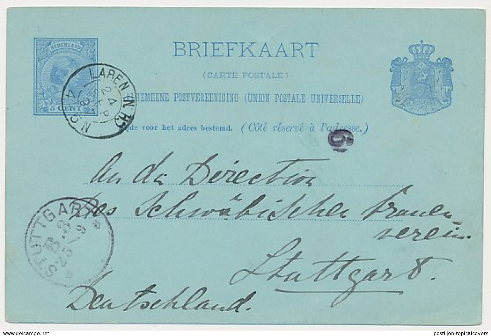 Kleinrondstempel Laren (N:H:) 1897 - Non Classés