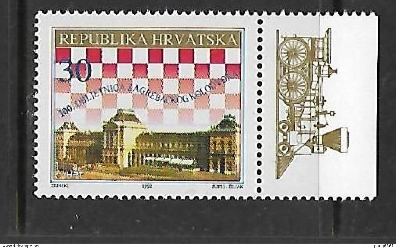 CROATIE 1992 TRAINS-GARE DE ZAGREB YVERT N°160 NEUF MNH** - Treinen