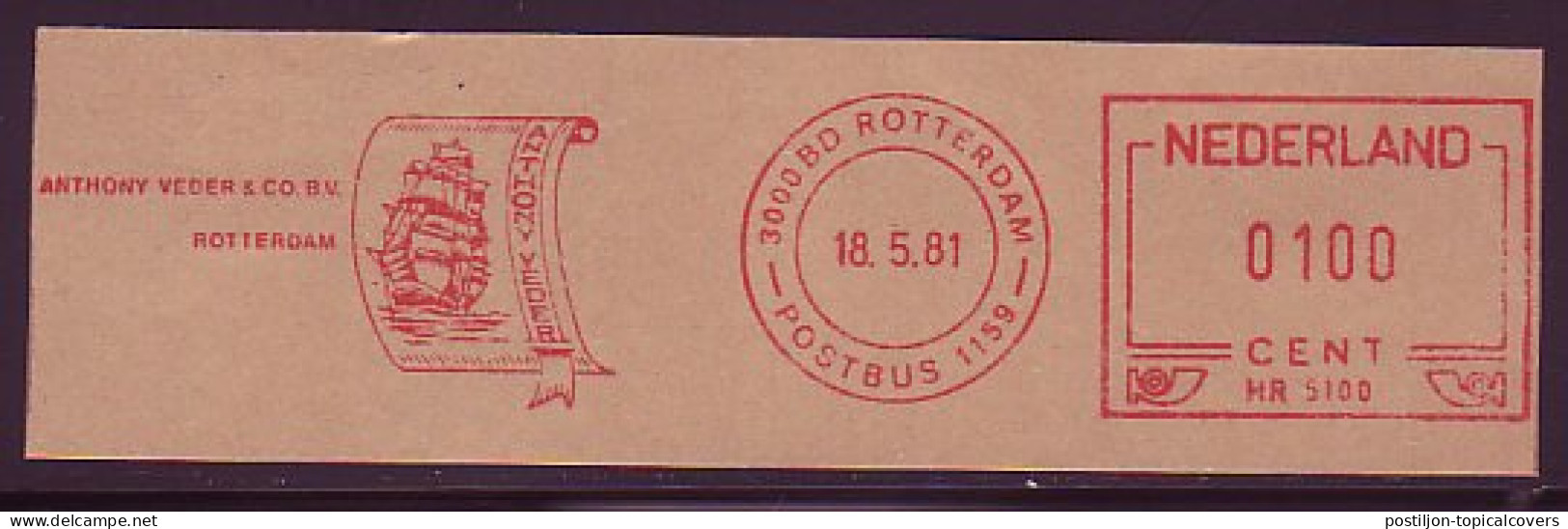 Meter Cut Netherlands 1981 Tallship - Sailing Ship - Ships