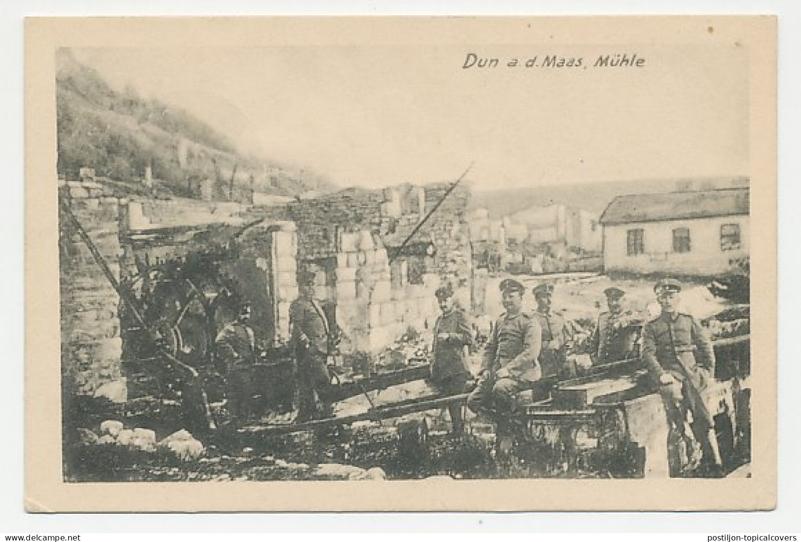 Fieldpost Postcard Germany / France 1916 Soldiers - Dun Sur Meuse - WWI - WW1