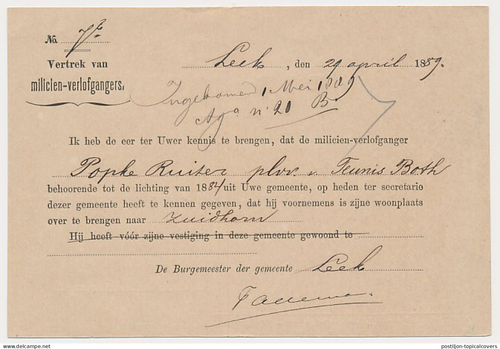 Kleinrondstempel De Leek 1889 - Sin Clasificación
