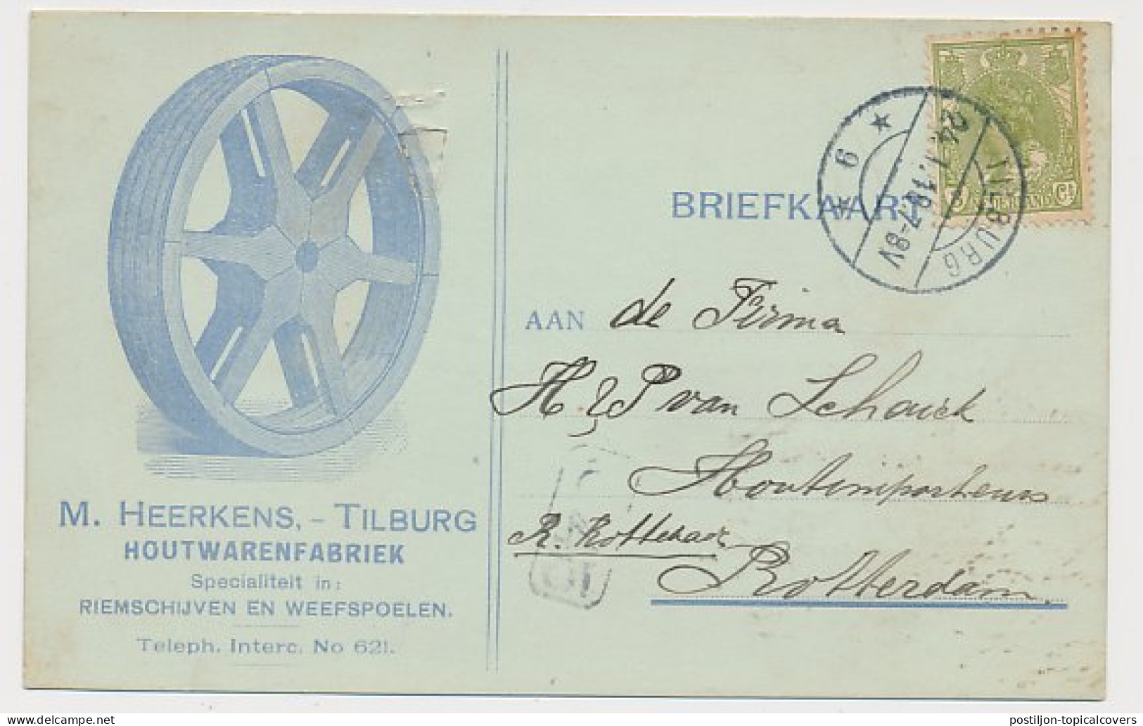 Firma Briefkaart Tilburg 1917 - Houtwarenfabriek  - Non Classés