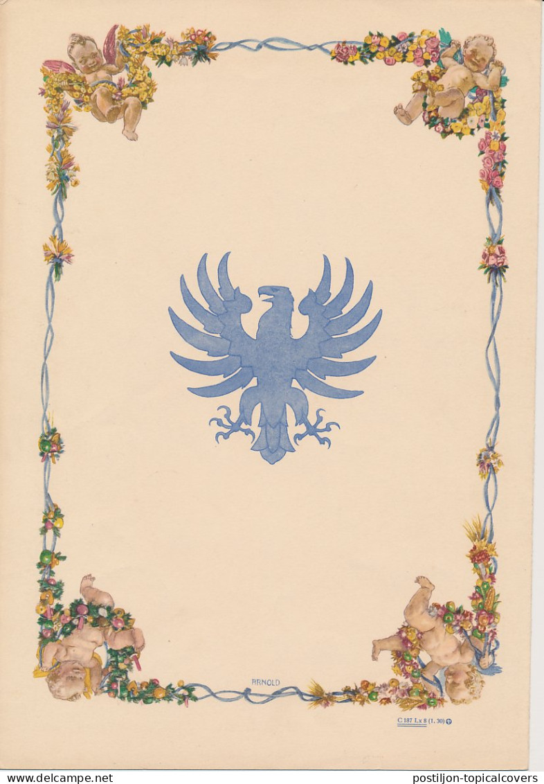 Telegram Germany 1931 - Schmuckblatt Telegramme Angels - Cherubs - Amor - Cupid - Fruit Wreath - Autres & Non Classés