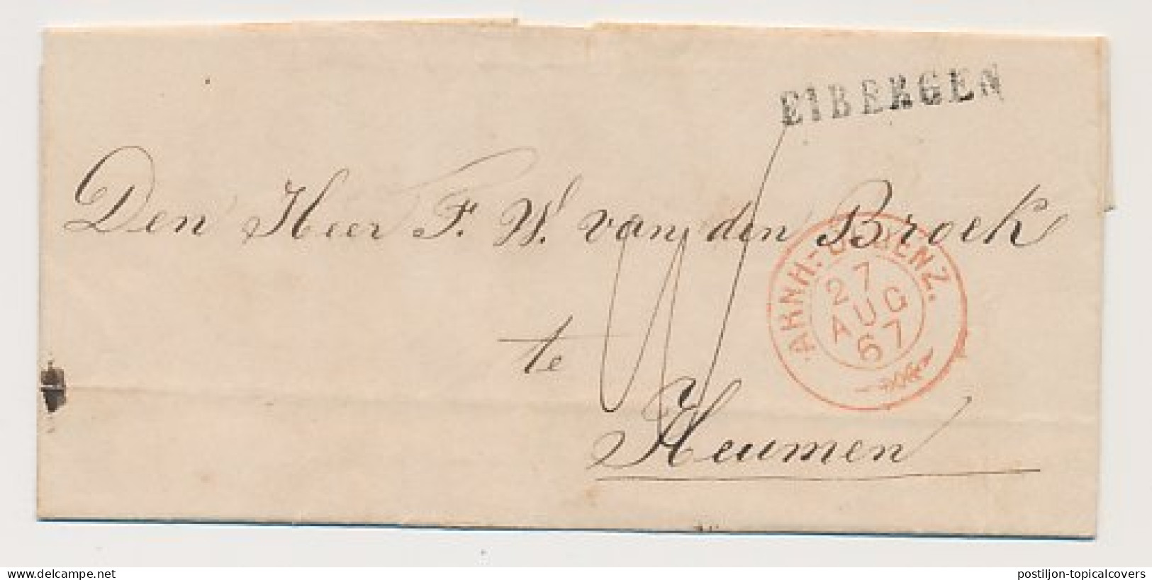 Eibergen - Trein Takjestempel Arnhem - Oldenzaal 1867 - Cartas & Documentos