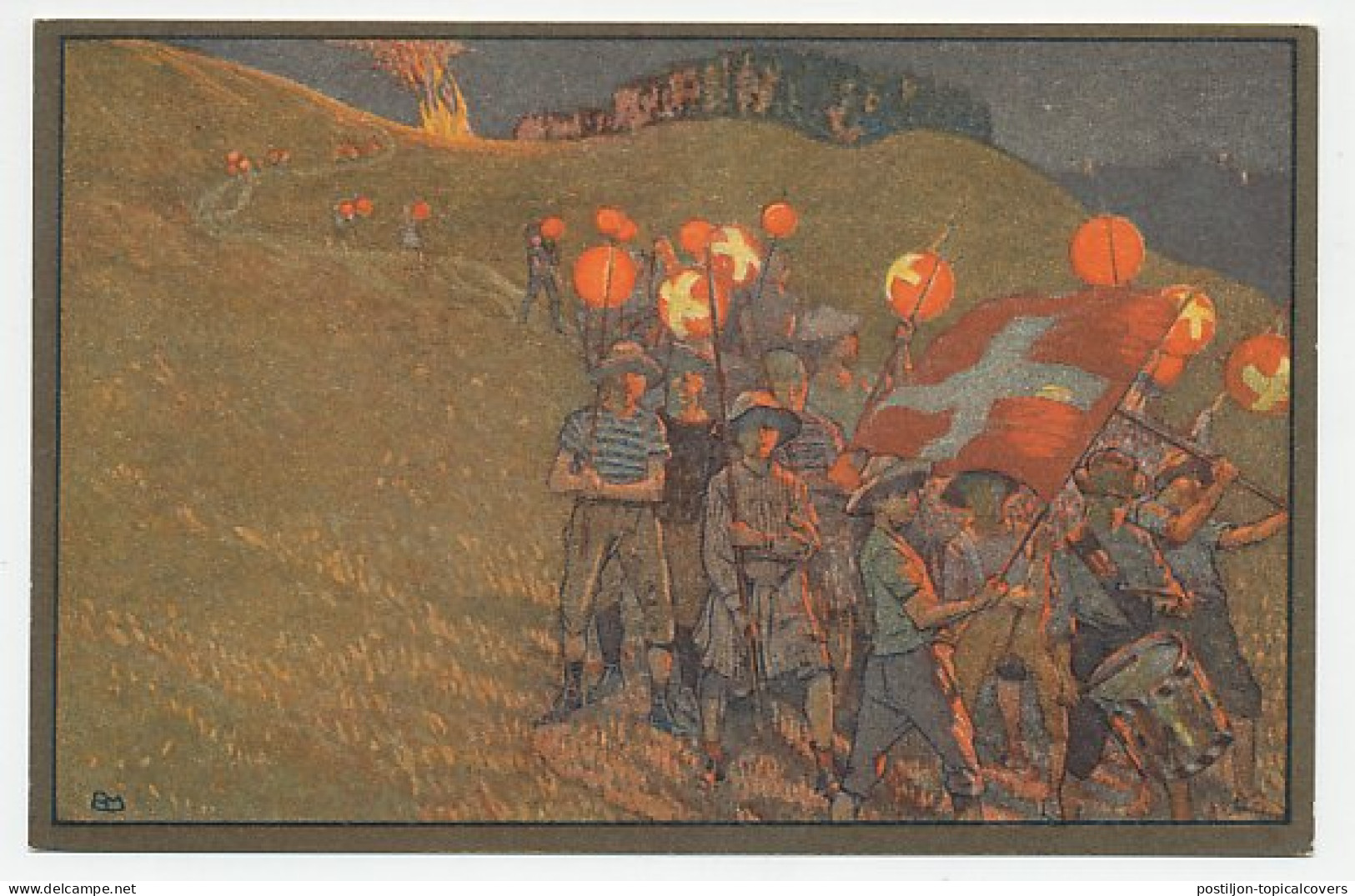 Postal Stationery Switzerland 1912 Red Cross - Drummer - Paper Lantern  - Musique