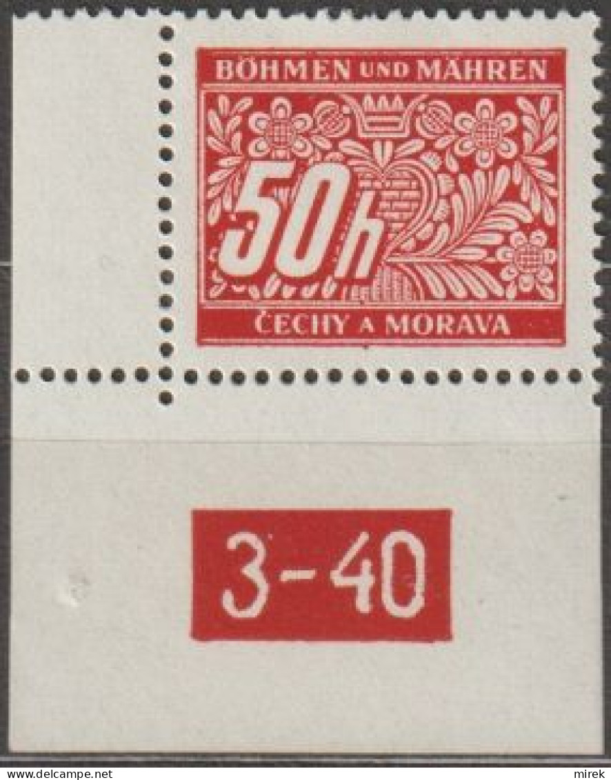 050/ Pof. DL 6, Corner Stamp, Perforated Border, Plate Number 3-40 - Ungebraucht