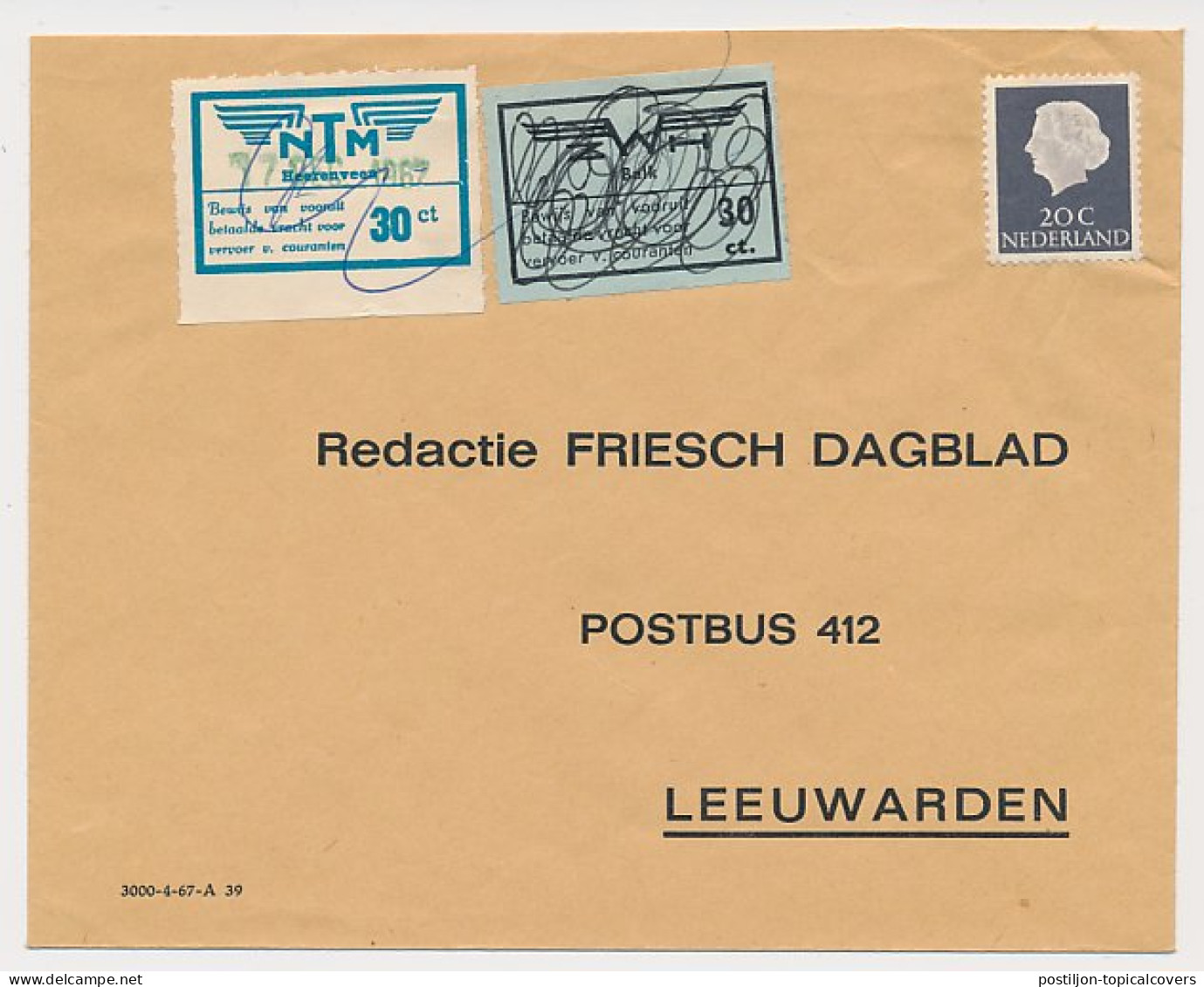 Echten - Leeuwarden 1967 - Combinatie Vervoer ZWH Balk - NTM - Zonder Classificatie