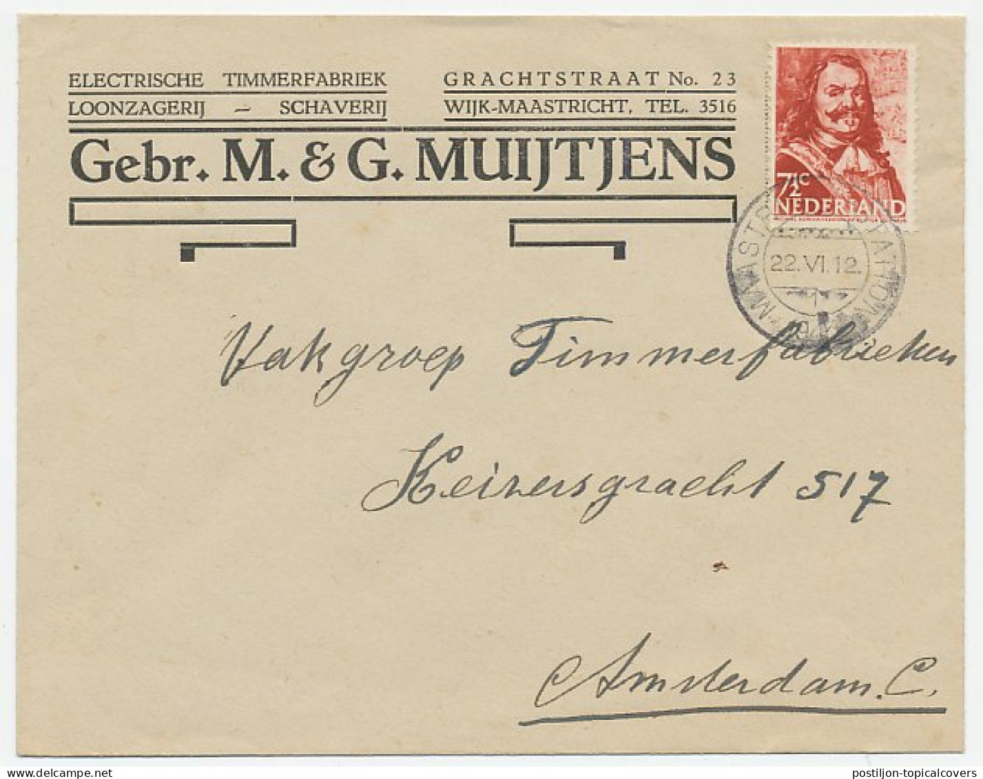 Firma Envelop Maastricht 1943 - Timmerfabriek  - Ohne Zuordnung