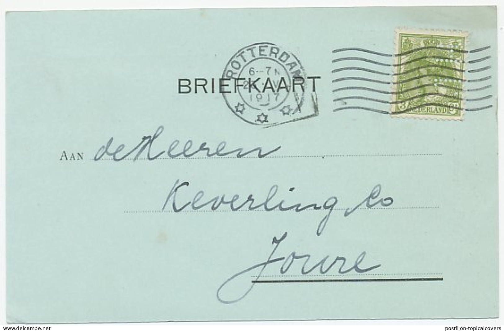 Perfin Verhoeven 336 - J.H. - Rotterdam 1917 - Unclassified