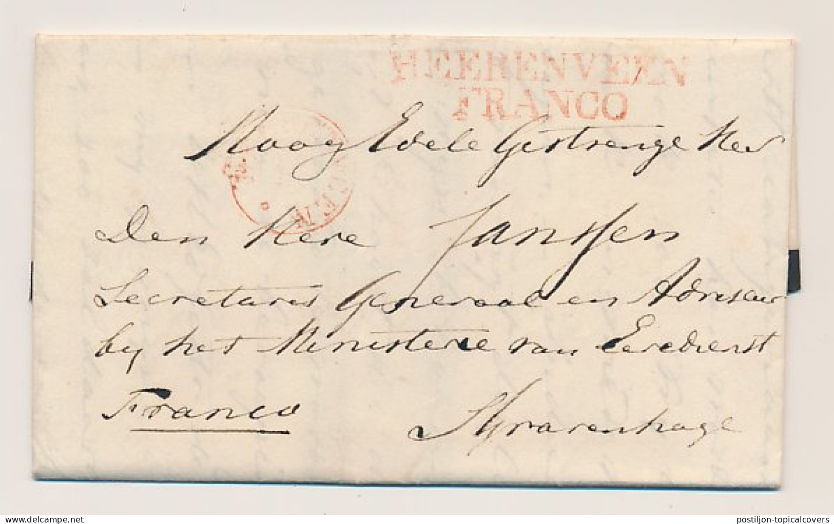 Friens - HEERENVEEN FRANCO - S Gravenhage 1836 - ...-1852 Préphilatélie
