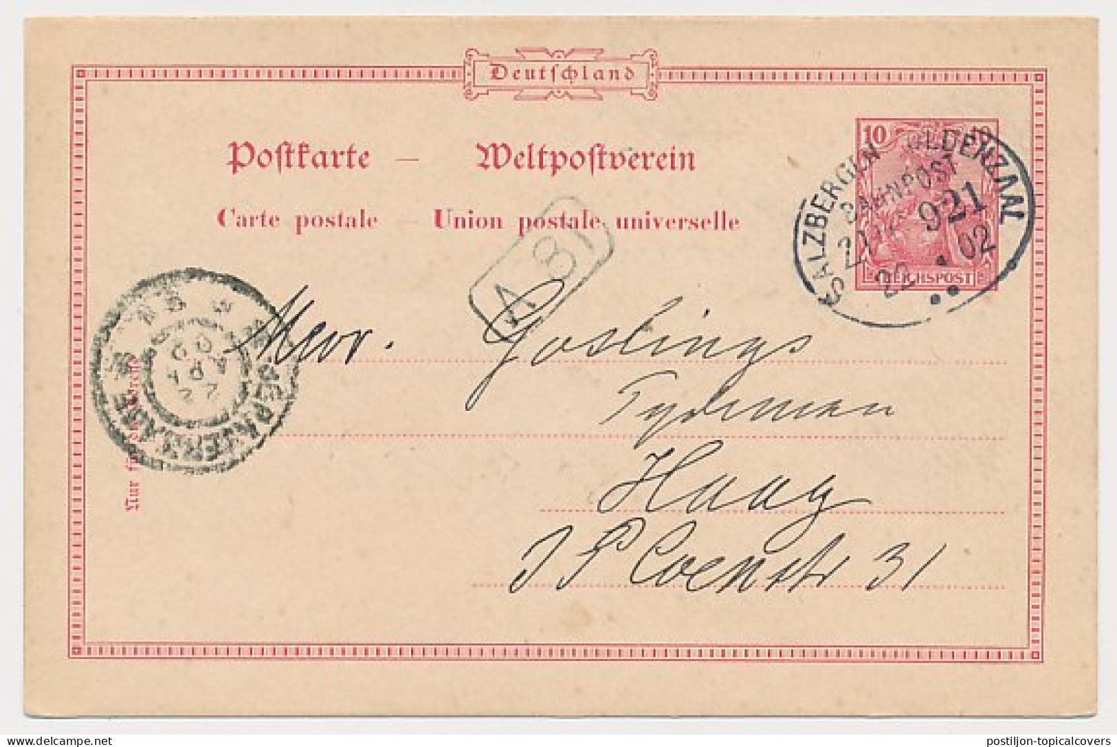 Trein Ovaalstempel Salzbergen - Oldenzaal 1902 - Non Classés