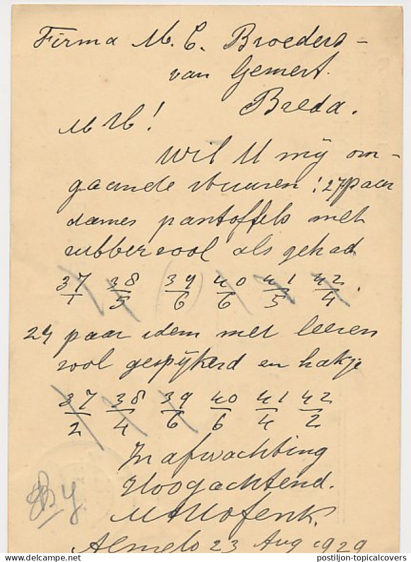 Firma Briefkaart Almelo 1929 - Schoenenmagazijn - Non Classés