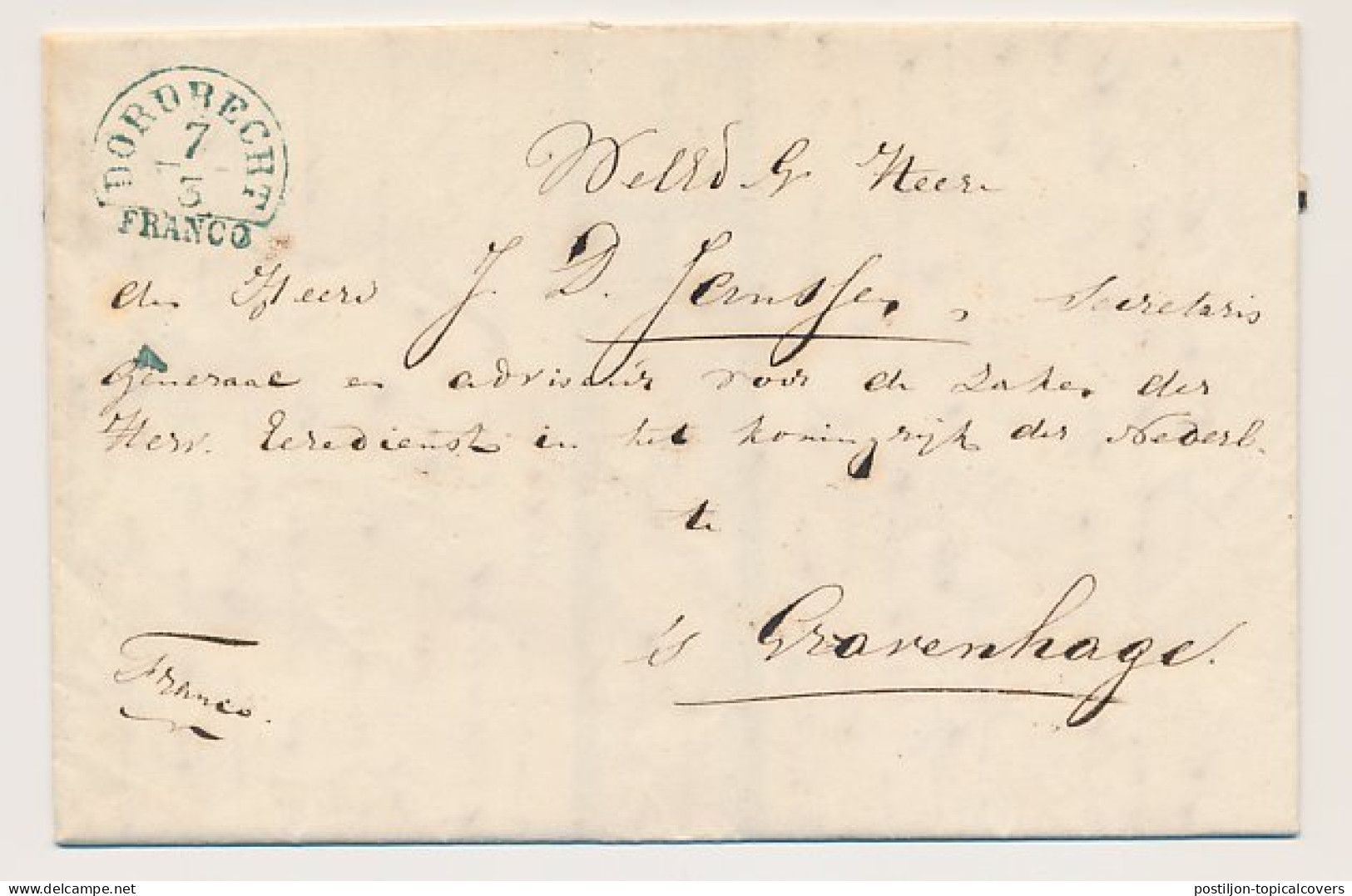 Distributiekantoor Zwaluwe - Dordrecht - S Gravenhage 1842 - ...-1852 Vorläufer