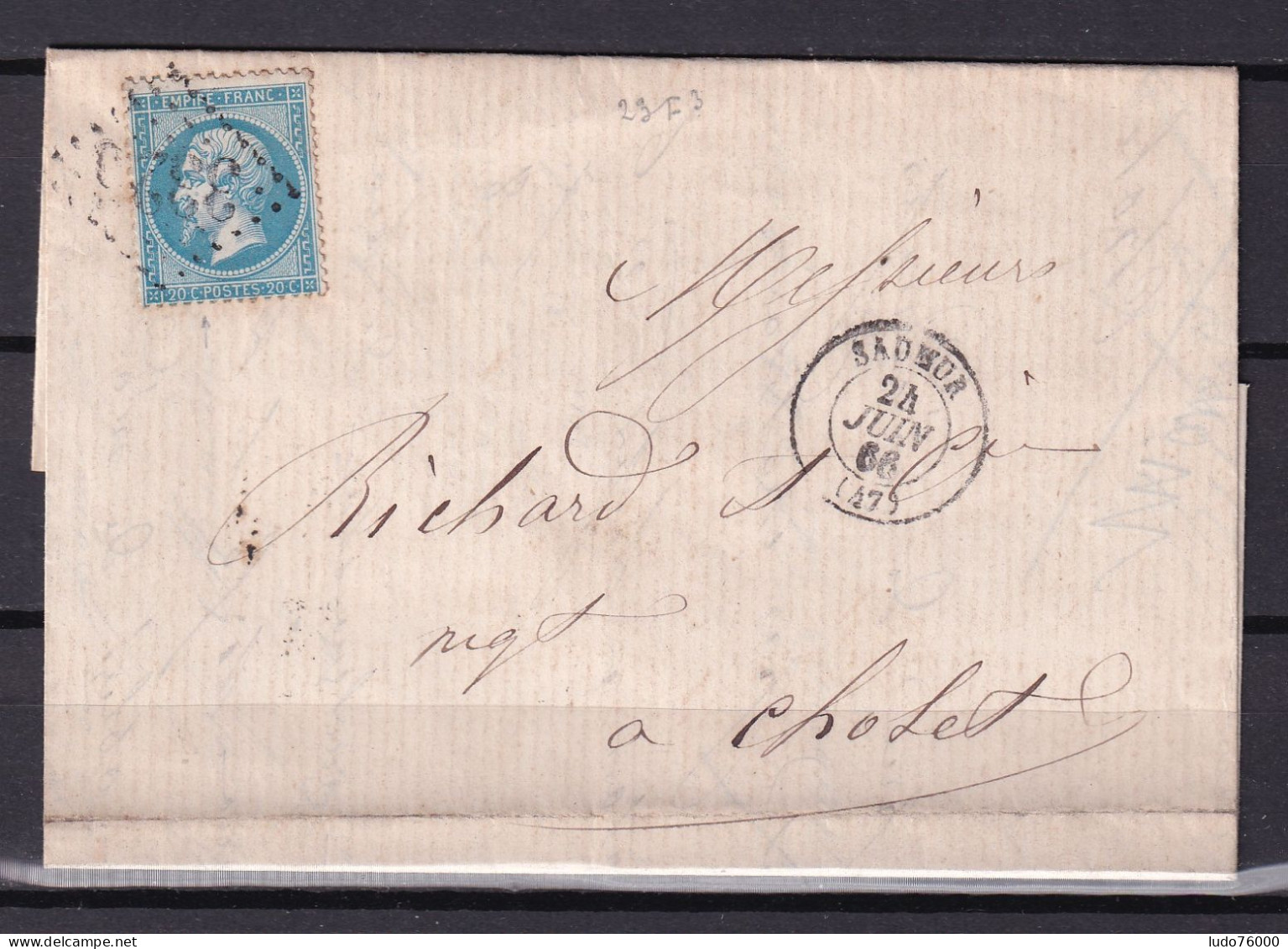 D 806 / NAPOLEON N° 22 SUR LETTRE - 1862 Napoleon III