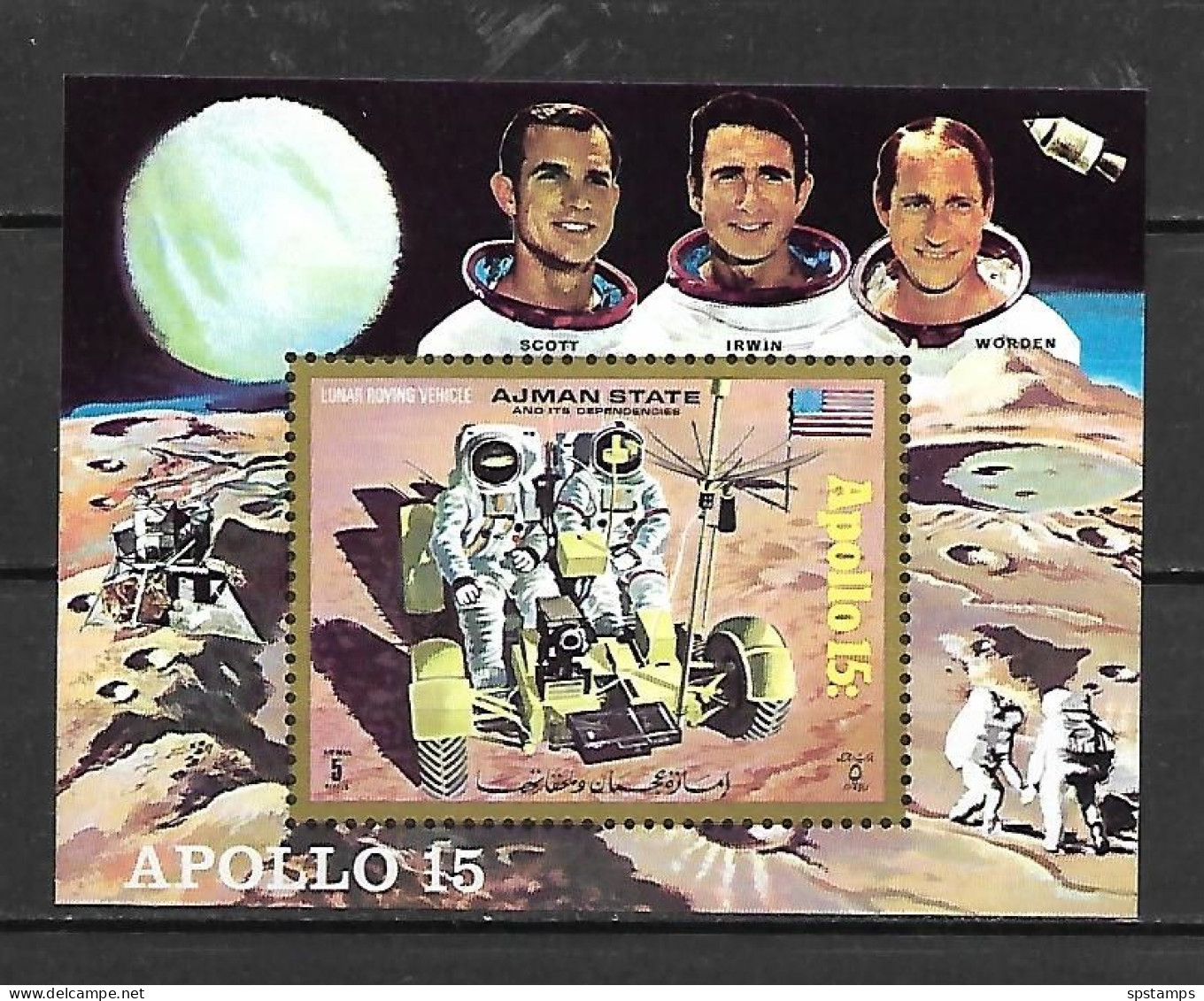 Ajman 1971 Space  - APOLLO 15 IMPERFORATE MS #2 MNH - Ajman