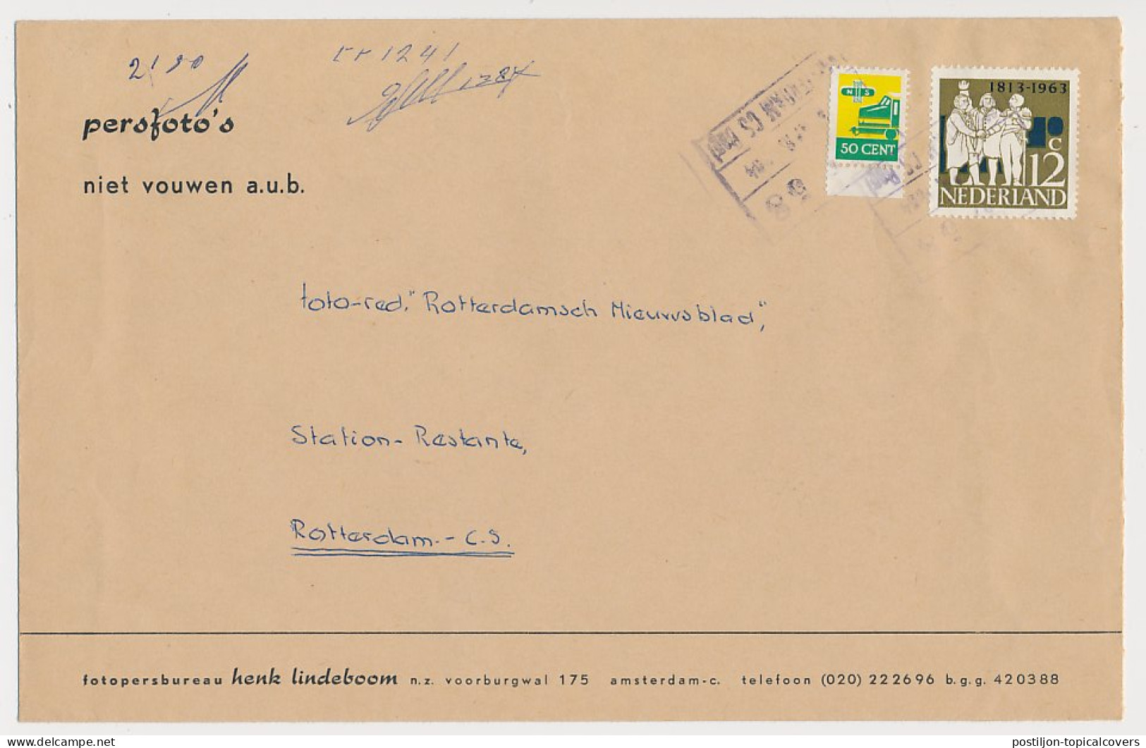 Treinbrief Amsterdam - Rotterdam 1964 - Zonder Classificatie