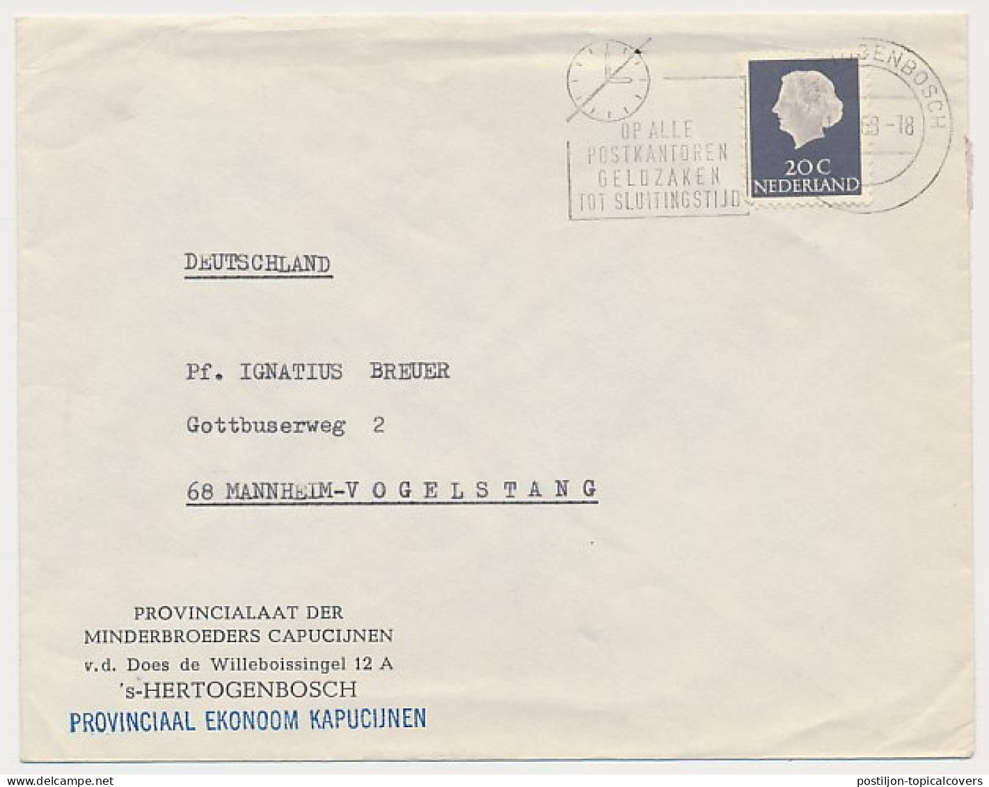 Envelop S Hertogenbosch 1968 - Provincialaat Der Minderbroeders - Ohne Zuordnung