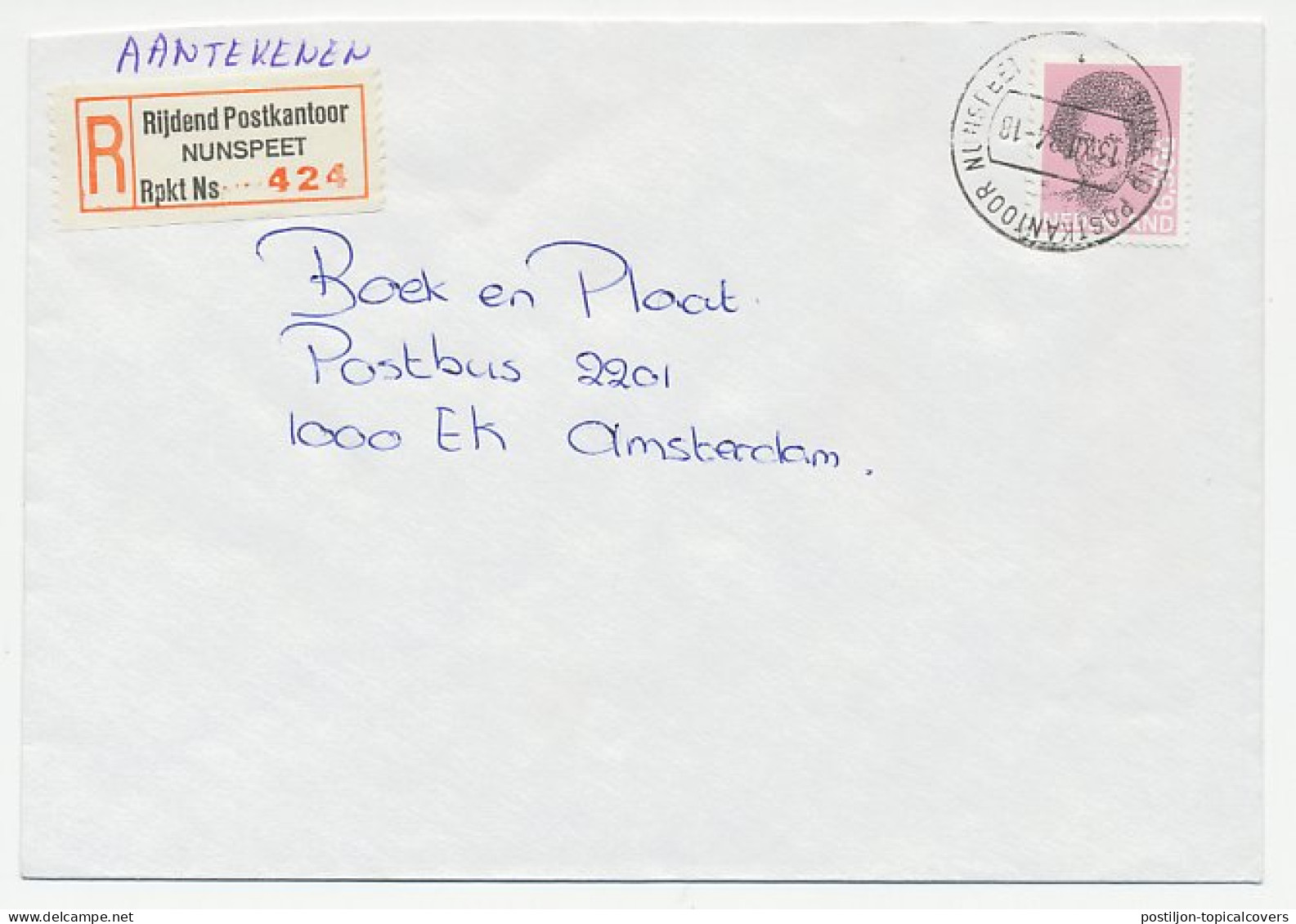 Em. Beatrix Aangetekend Nunspeet Rijdend Postkantoor 1984 - Non Classés