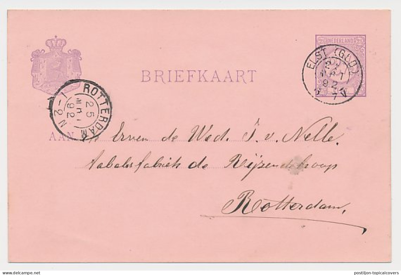 Kleinrondstempel Elst (Gld:) 1892 - Non Classés