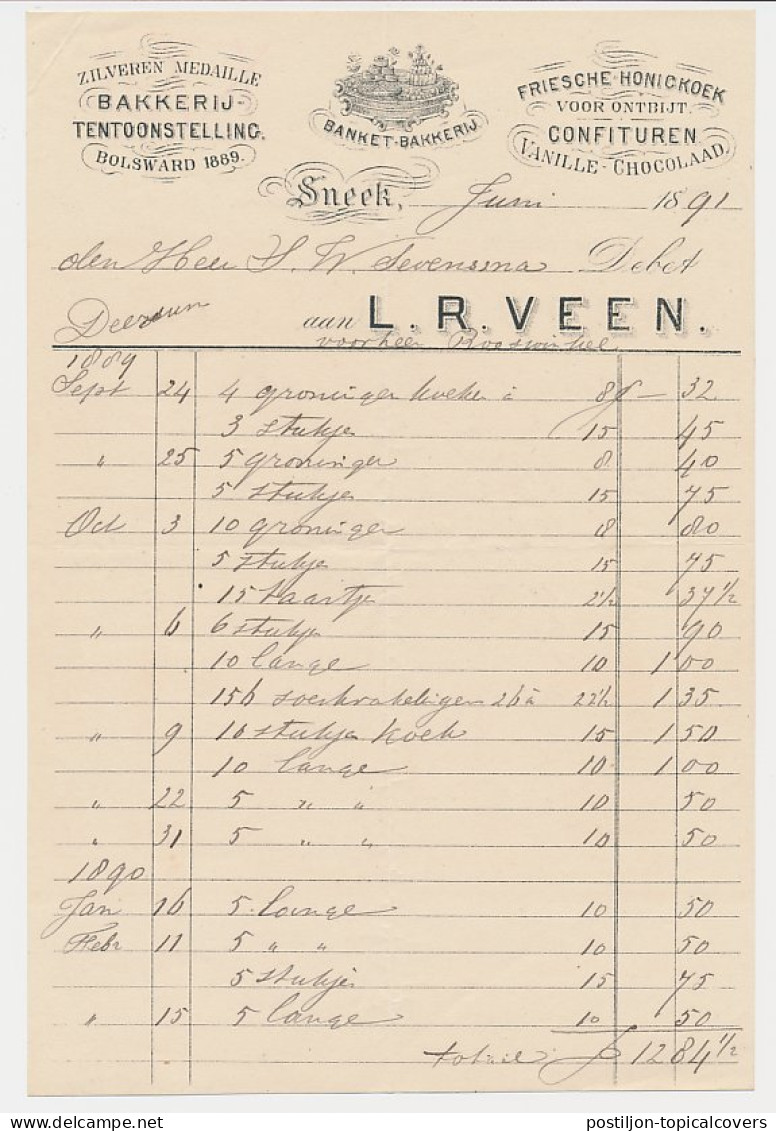 Nota Sneek 1891 - Banket Bakkerij - Friesche Honickoek - Holanda