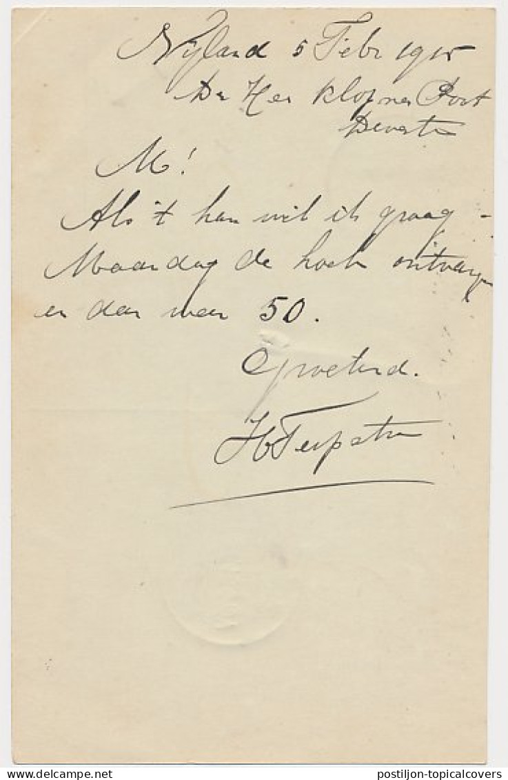 Firma Briefkaart Nijland 1915 - Brood- Koek- Banketbakkerij - Ohne Zuordnung