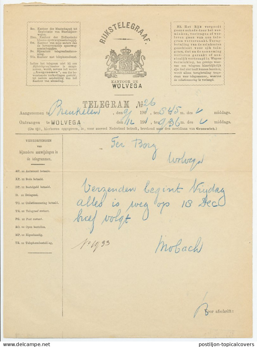 Telegram Breukelen - Wolvega 1901 - Ohne Zuordnung