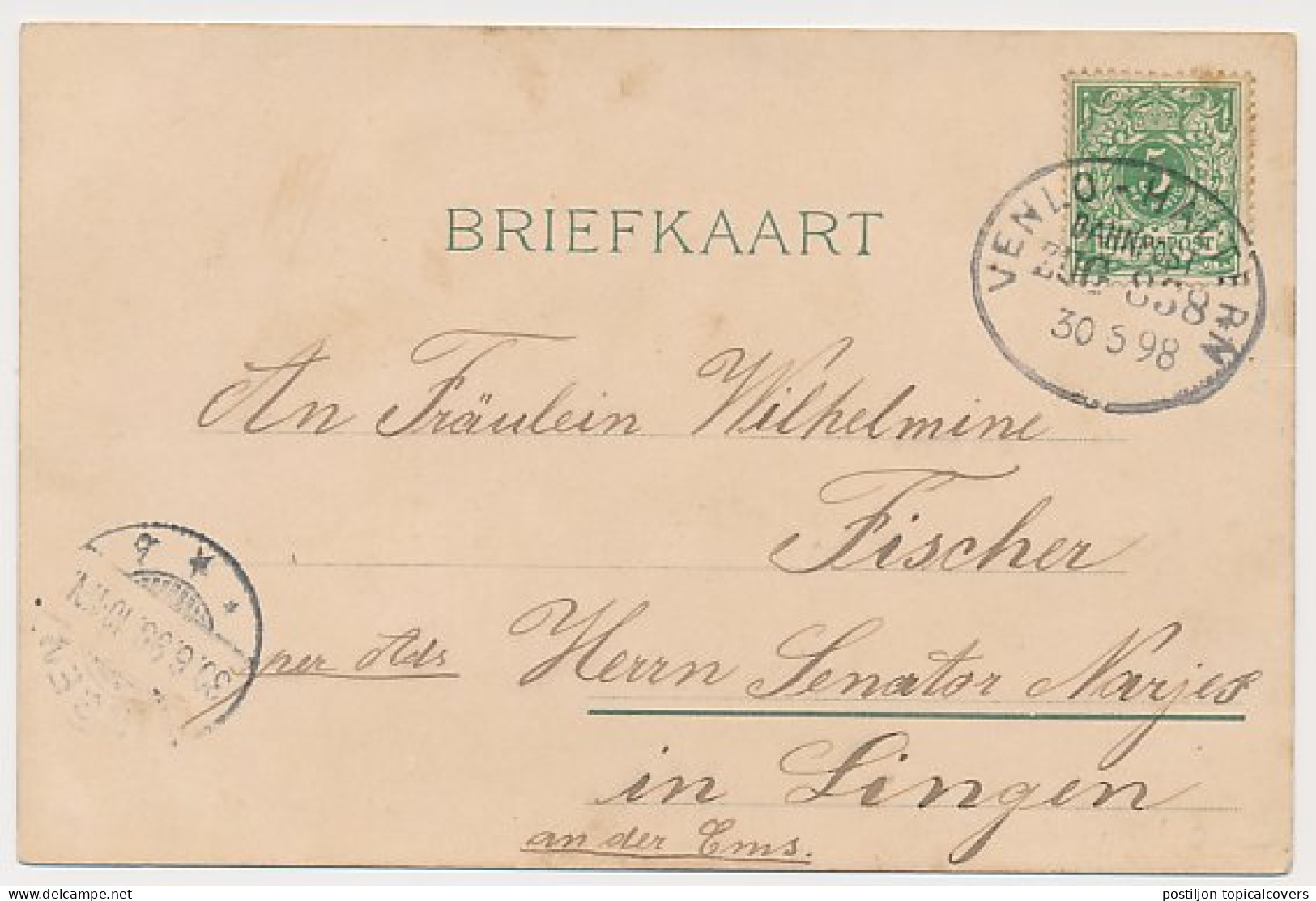 Trein Ovaalstempel Venlo - Haltern 1898 - Unclassified