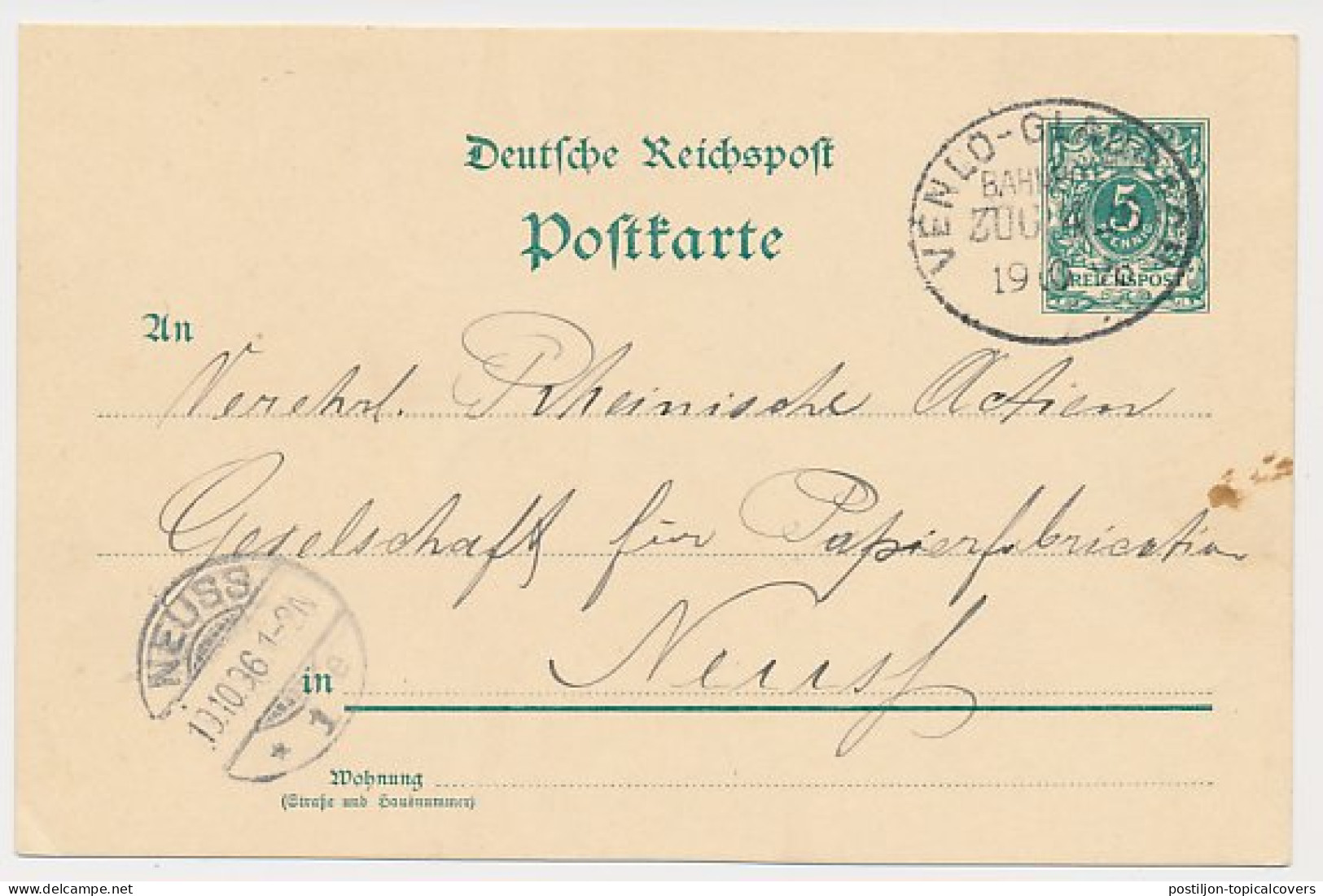 Trein Ovaalstempel Venlo - Gladbach 1896 - Ohne Zuordnung