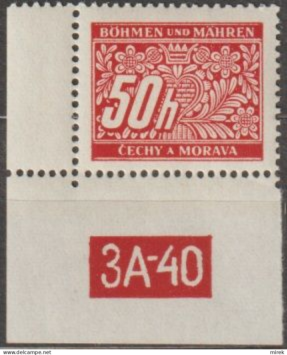 052/ Pof. DL 6, Corner Stamp, Perforated Border, Plate Number 3A-40 - Unused Stamps