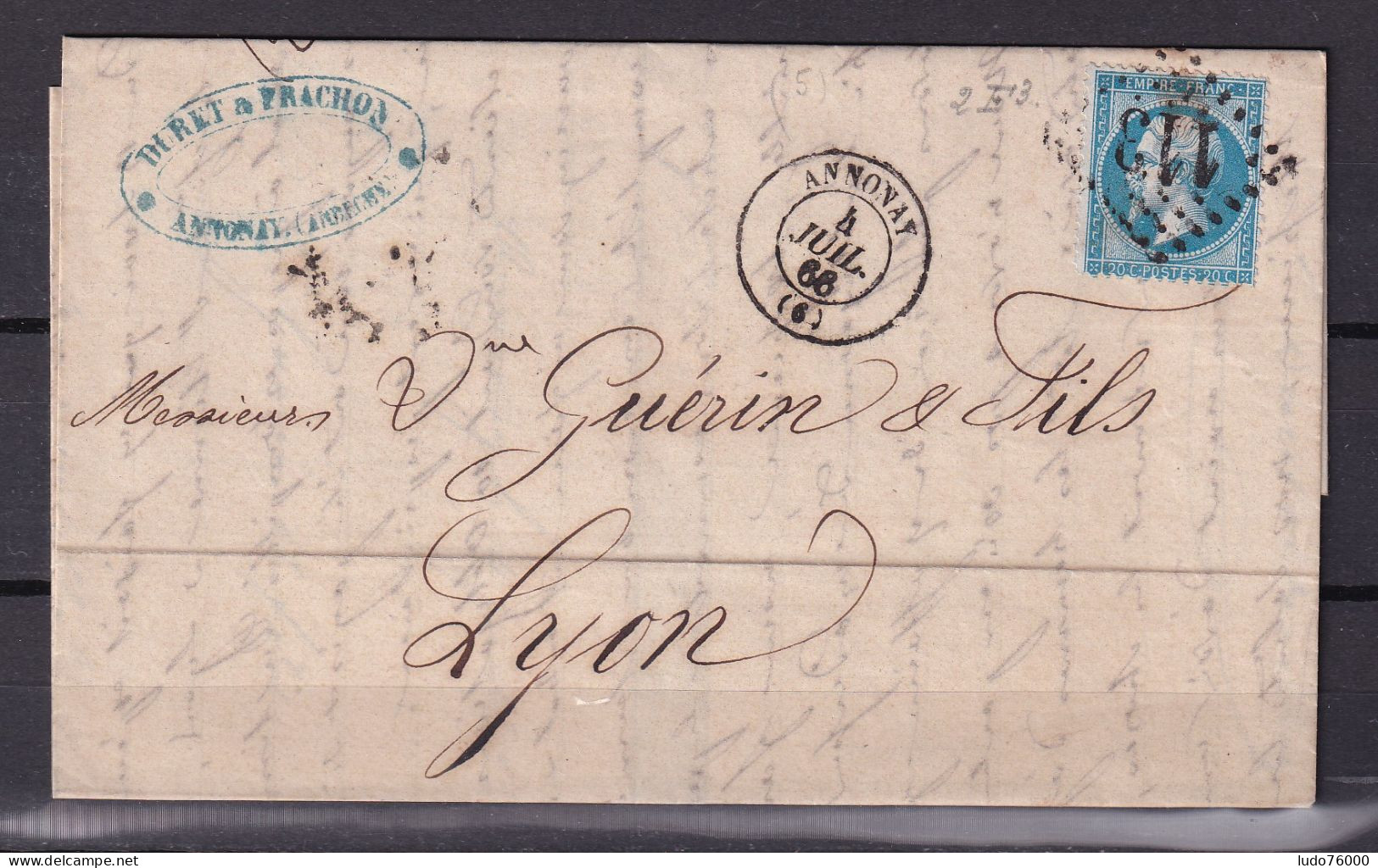 D 806 / NAPOLEON N° 22 SUR LETTRE - 1862 Napoléon III