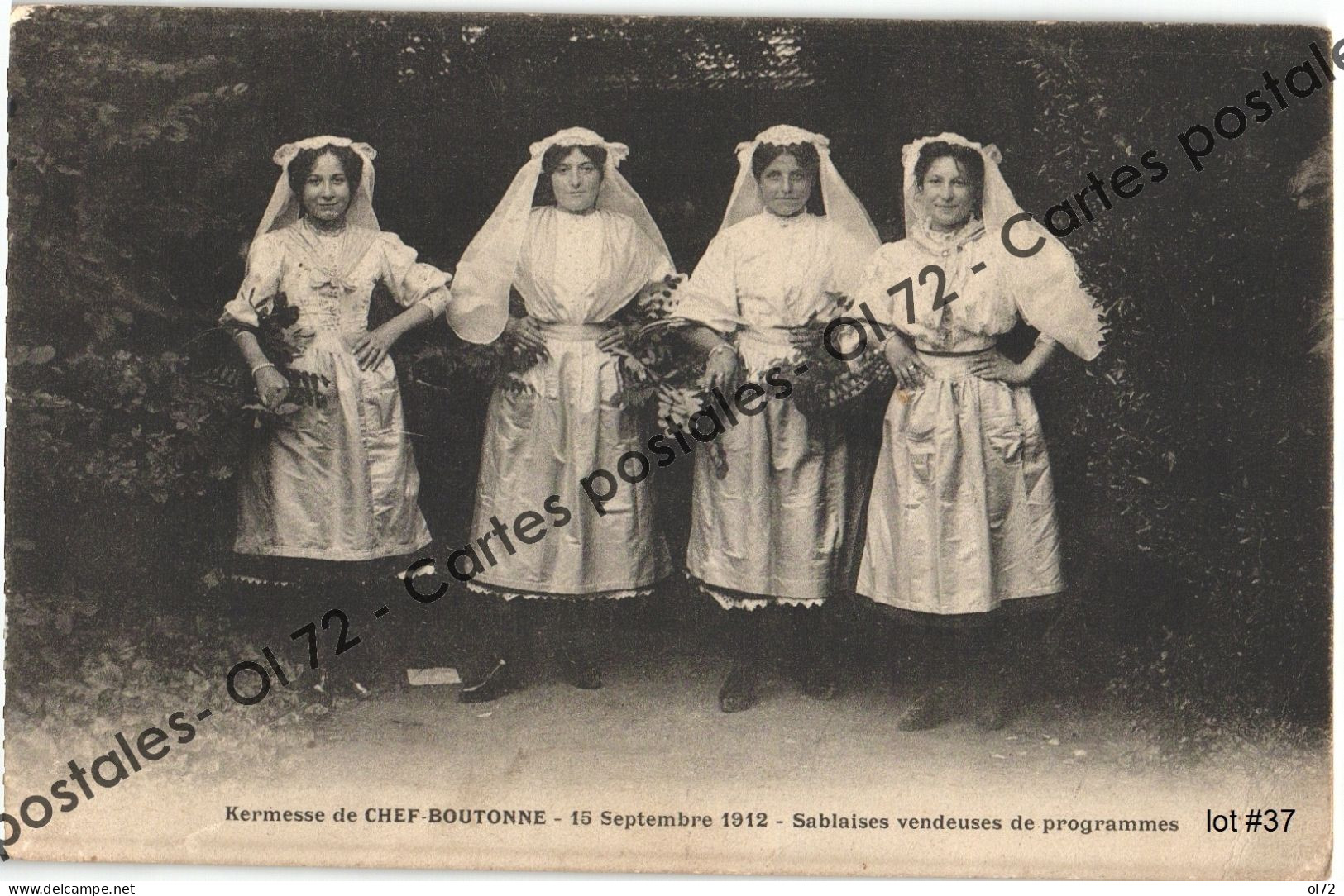 CPA [79] Deux-Sèvres > Kermesse De Chef Boutonne 15 Septembre 1912 - Sablaises Vendeuses De Programmes - 4 Jeunes Femmes - Chef Boutonne