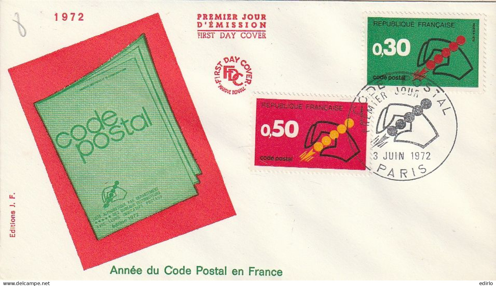 ///   FRANCE ///    PREMIER JOUR ---  FDC  ---  Code Postal - 1970-1979