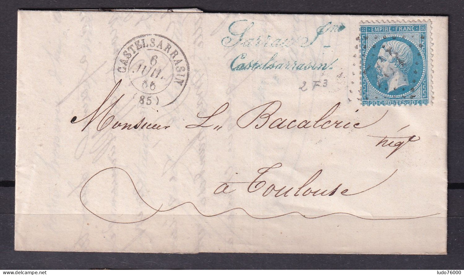 D 806 / NAPOLEON N° 22 SUR LETTRE - 1862 Napoleone III
