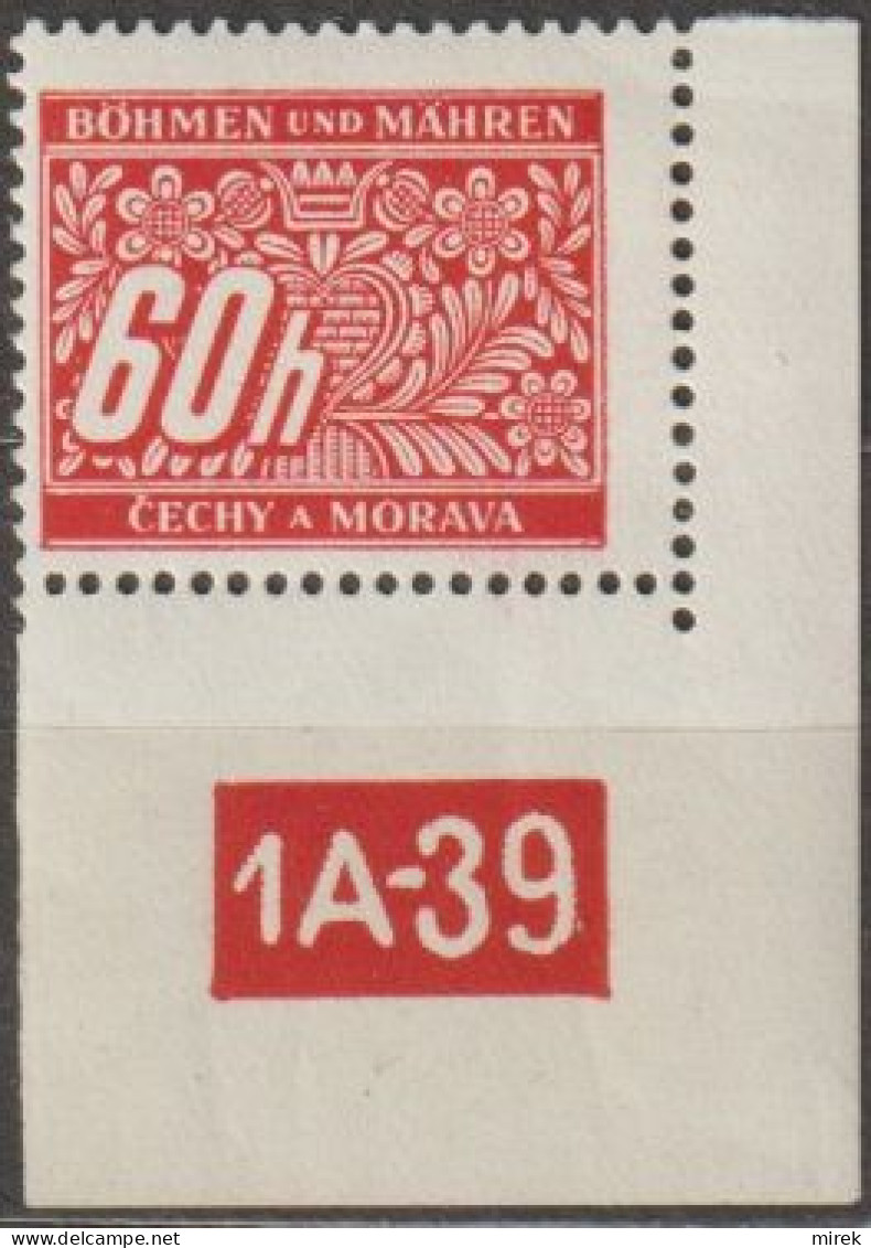 055/ Pof. DL 7, Corner Stamp, Non-perforated Border, Plate Number 1A-39 - Neufs