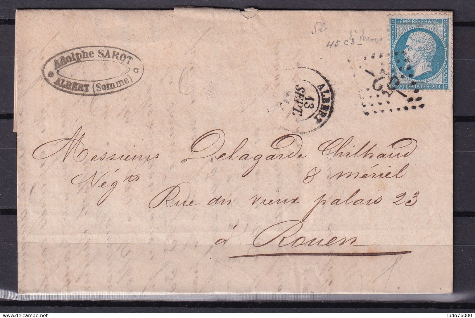 D 806 / NAPOLEON N° 22 SUR LETTRE - 1862 Napoleone III