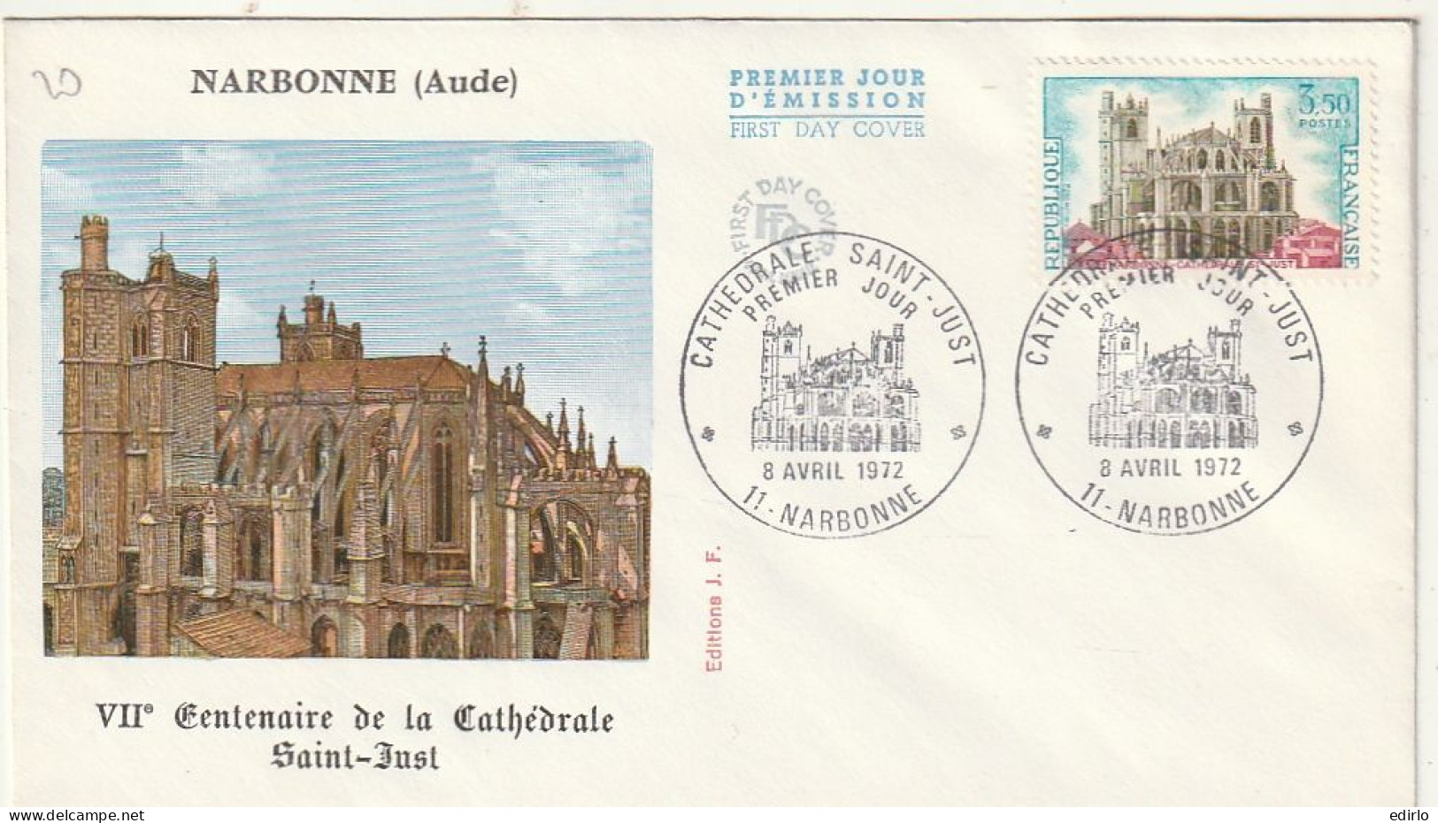 ///   FRANCE ///    PREMIER JOUR ---  FDC  ---  Centenaire De La Cathédrale Saint Just - 1970-1979