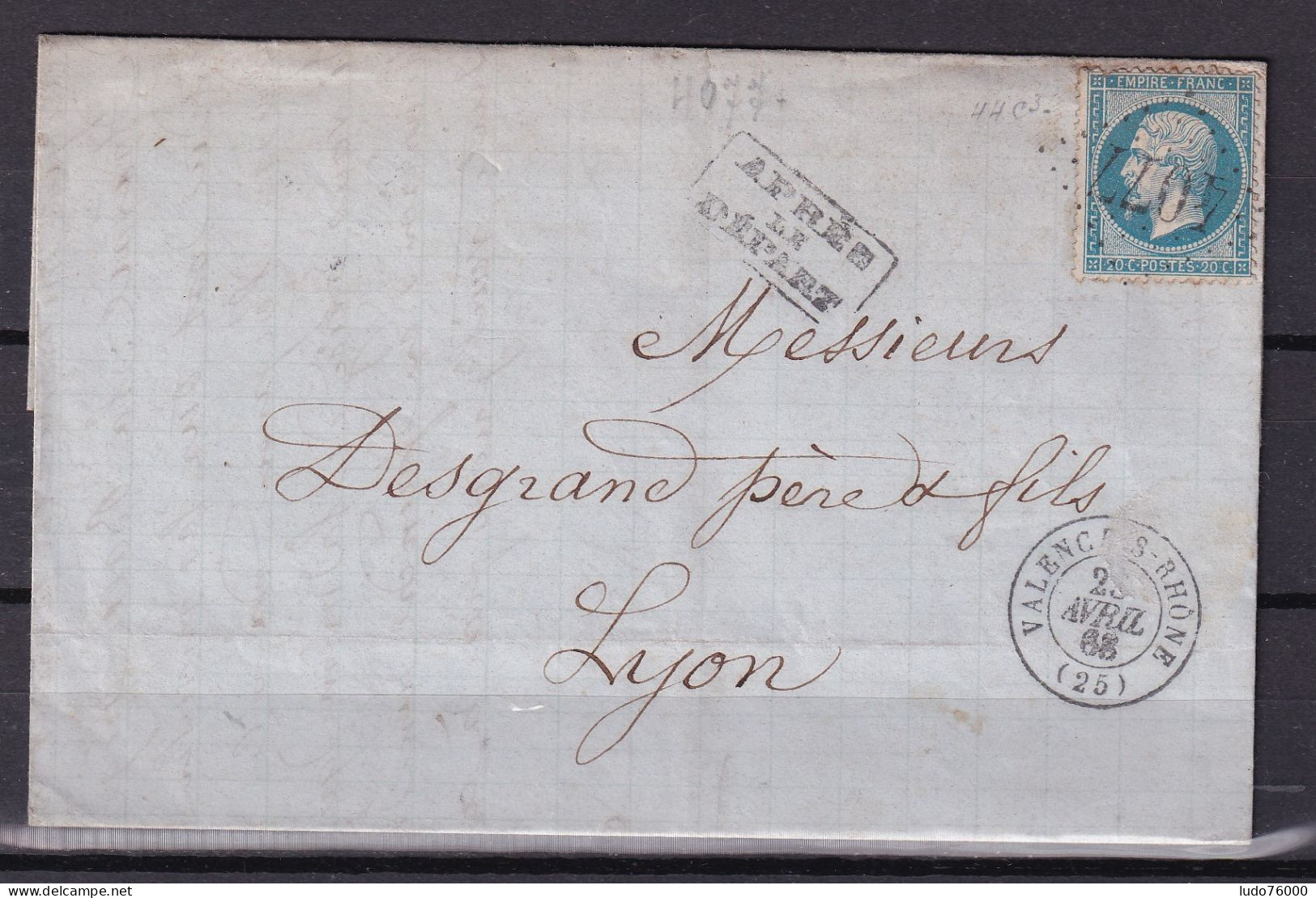 D 806 / NAPOLEON N° 22 SUR LETTRE - 1862 Napoleone III