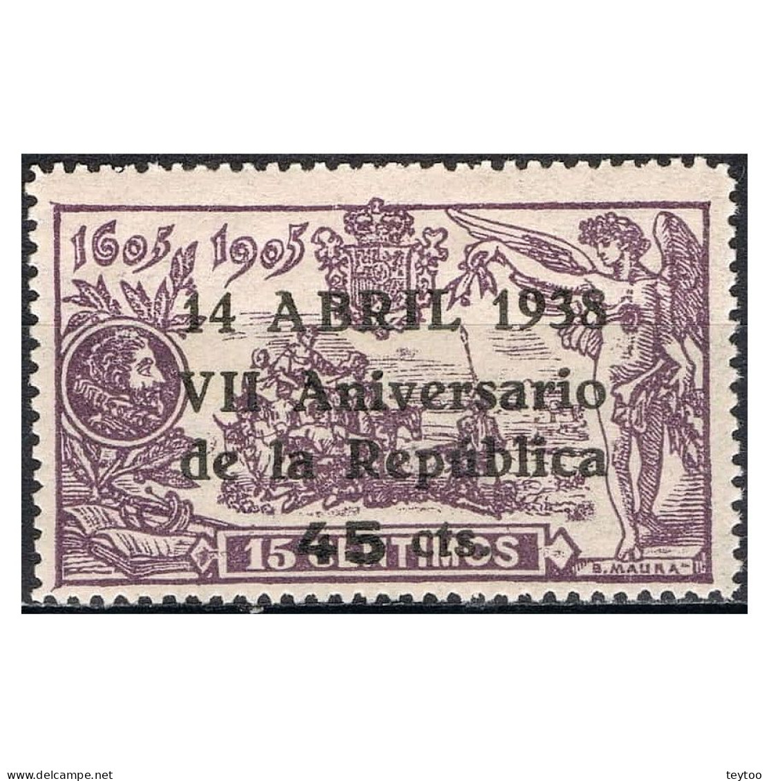 C0002# España 1938 [SLL] VII Aniversario De La República, 45 Cts (MNH) - Nuovi