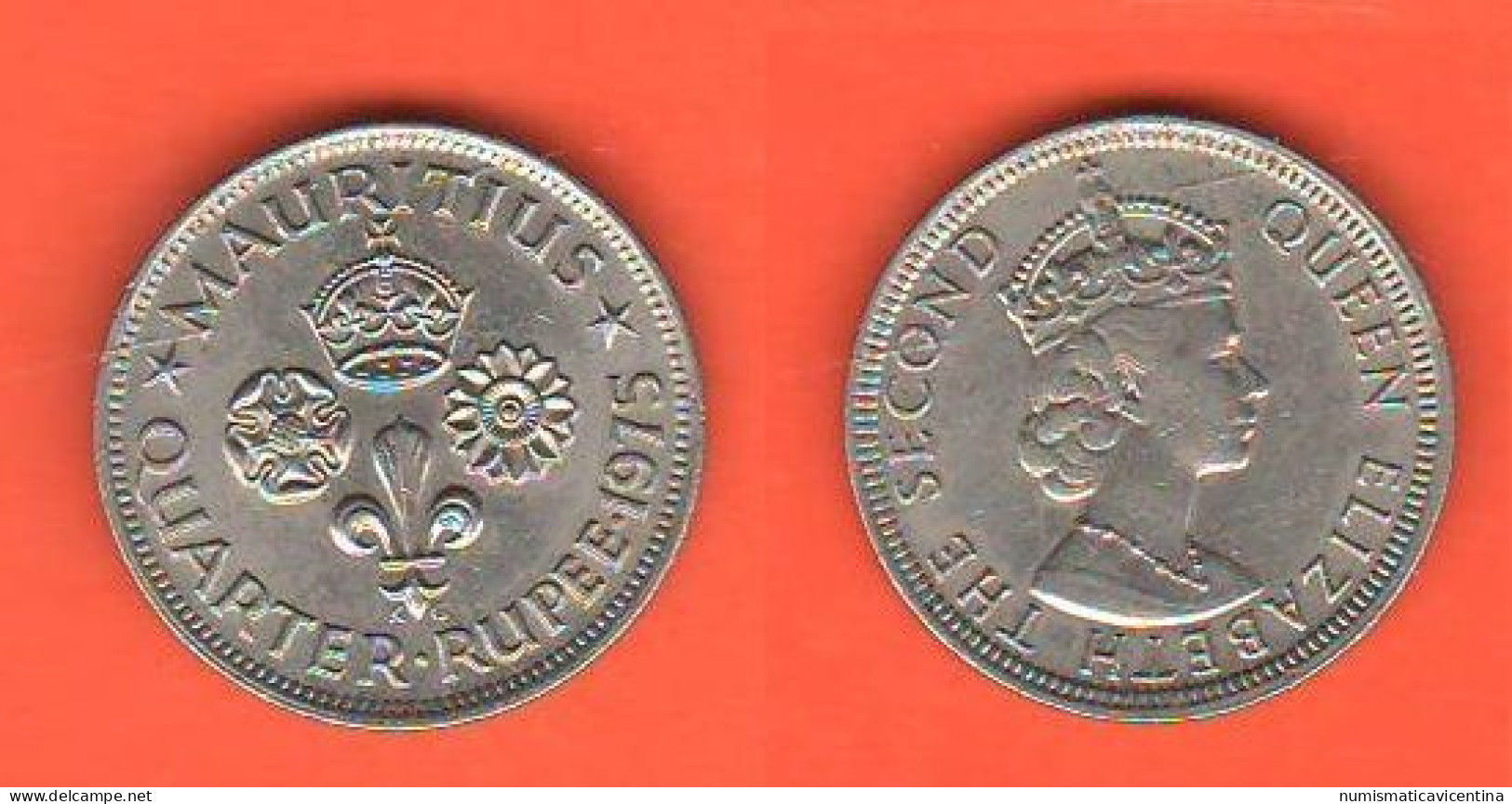 Mauritius Quarter Rupee 1975 Nickel Coin Queen Elizabeth II° - Mauritius
