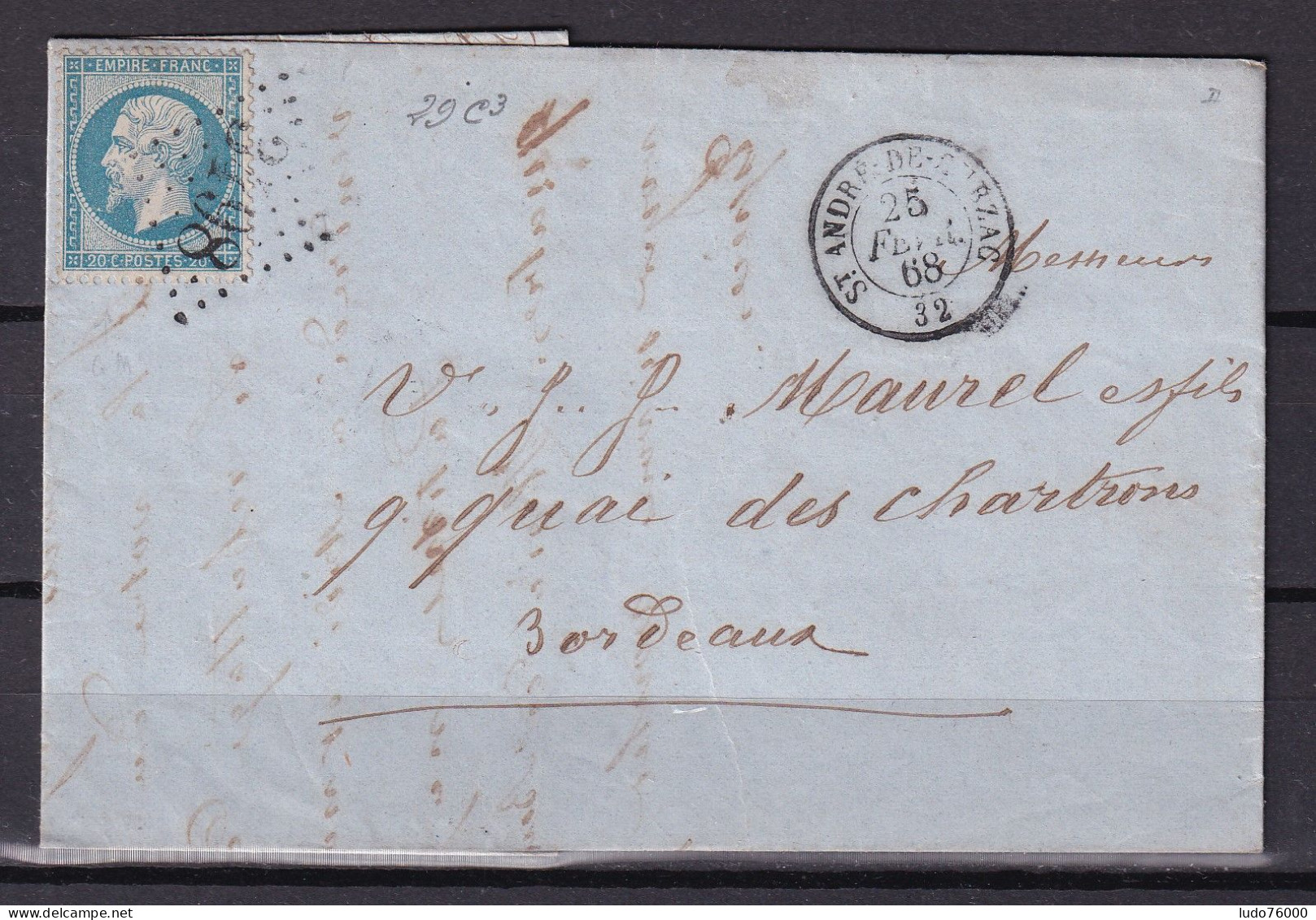 D 806 / NAPOLEON N° 22 SUR LETTRE - 1862 Napoleon III