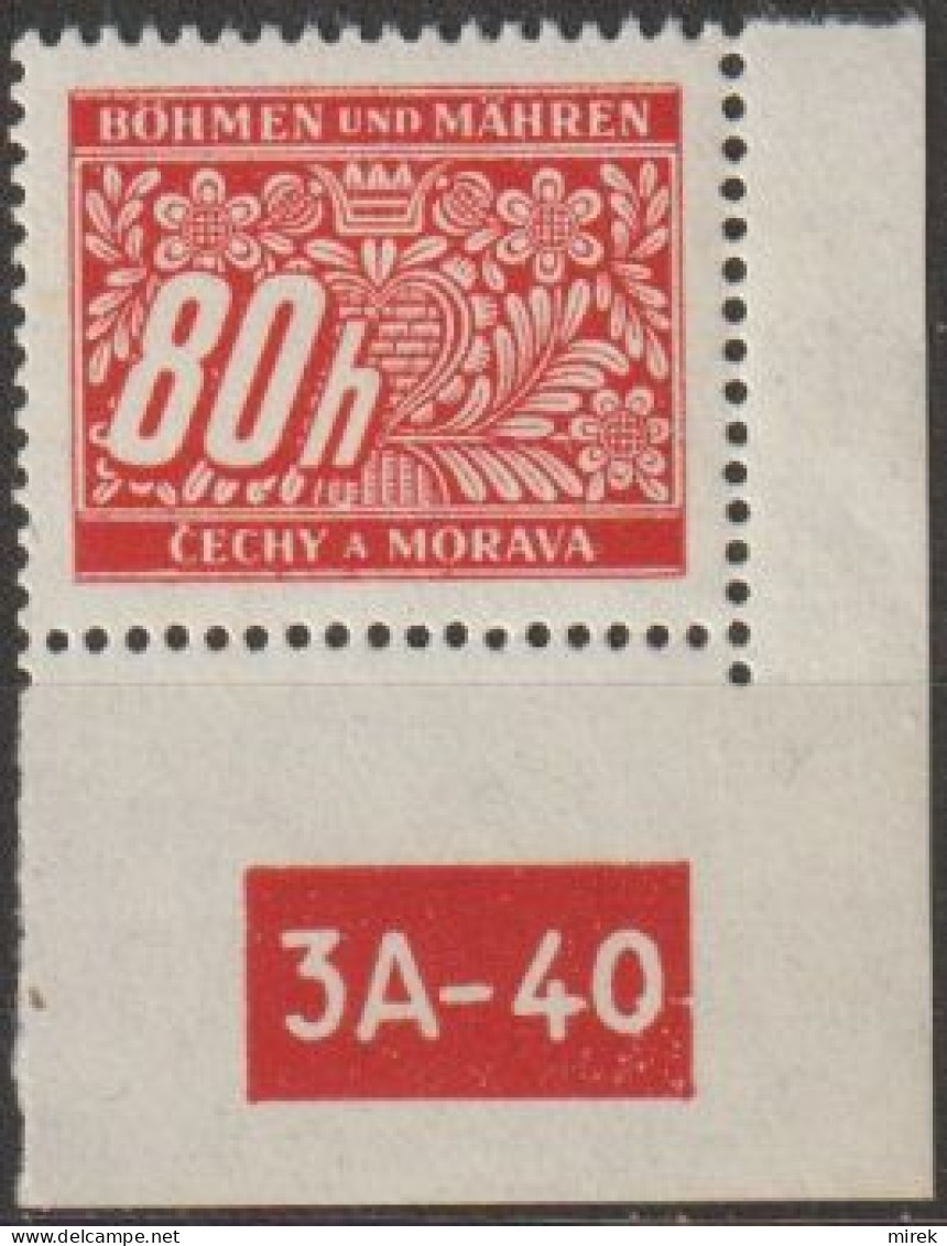 057/ Pof. DL 8, Corner Stamp, Non-perforated Border, Plate Number 3A-40 - Neufs