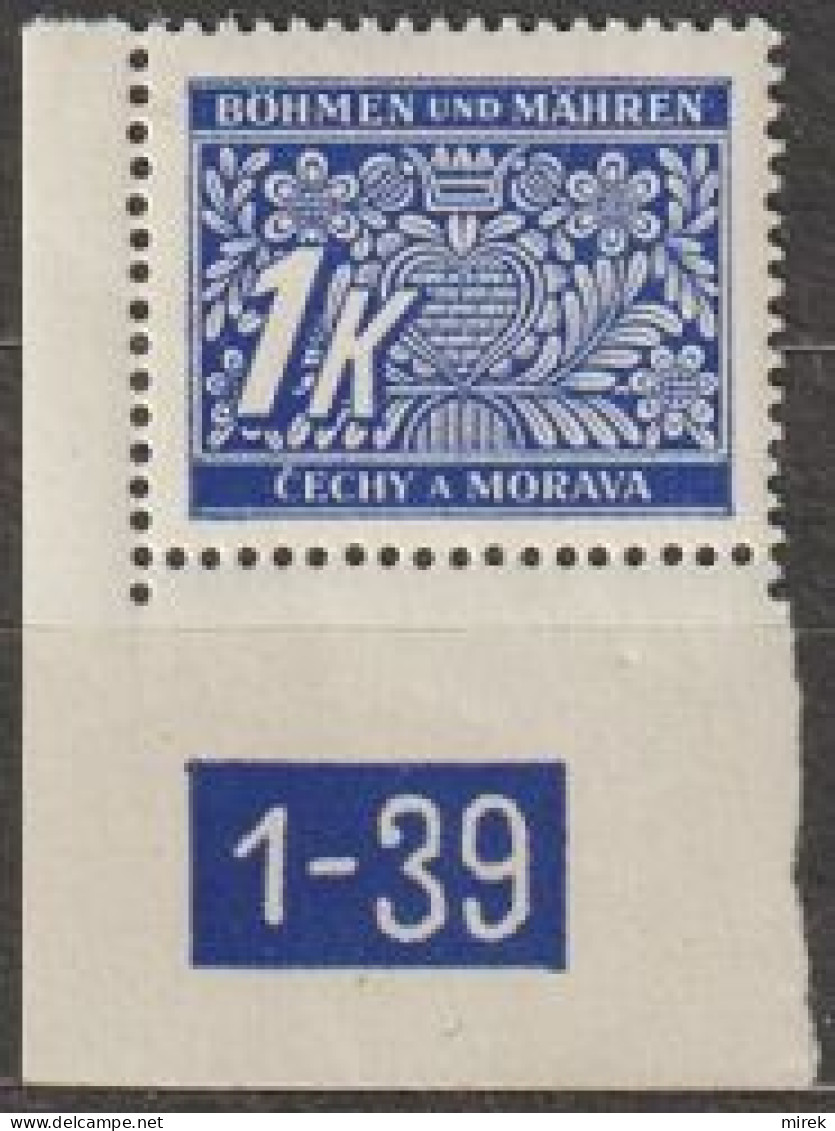 058/ Pof. DL 9, Corner Stamp, Non-perforated Border, Plate Number 1-39 - Ongebruikt