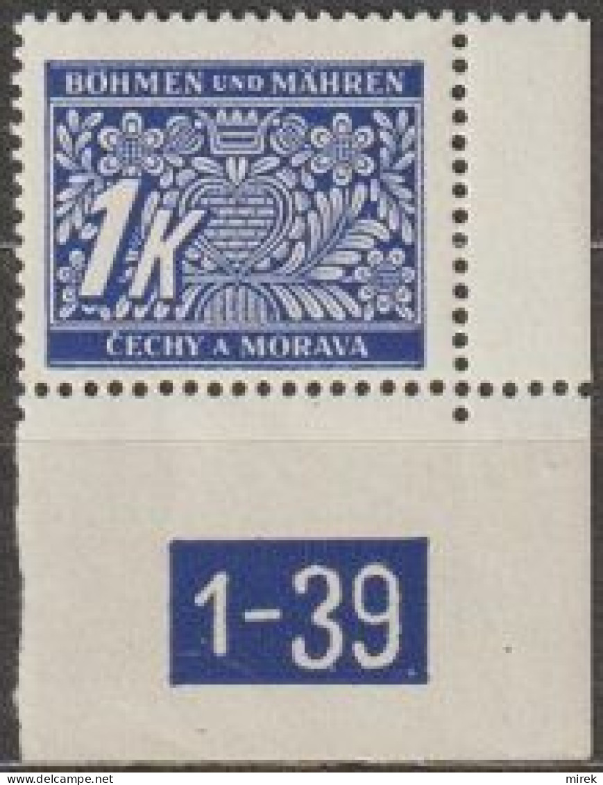059/ Pof. DL 9, Corner Stamp, Perforated Border, Plate Number 1-39 - Neufs