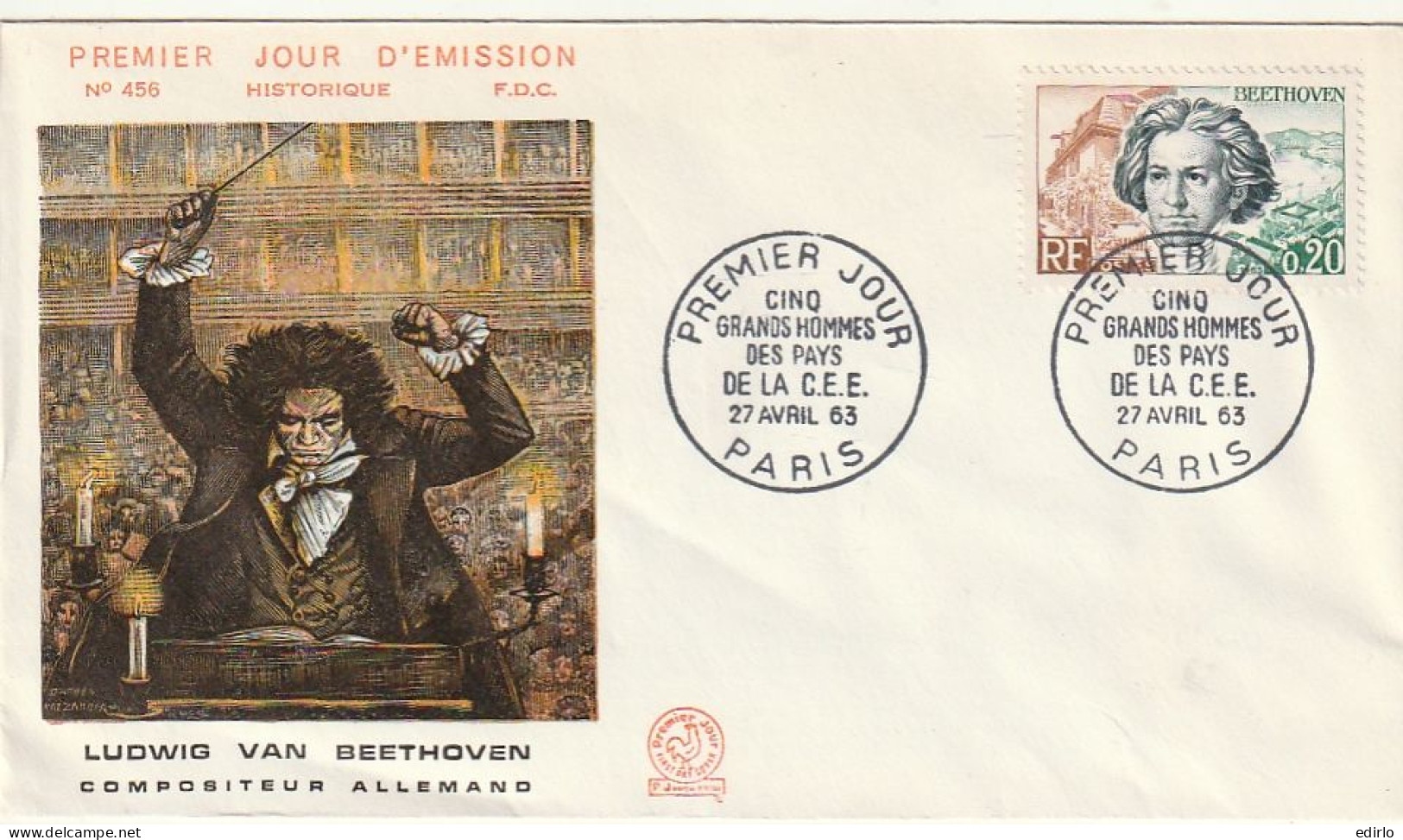 ///   FRANCE ///    PREMIER JOUR ---  FDC  --- Beethoven - 1960-1969